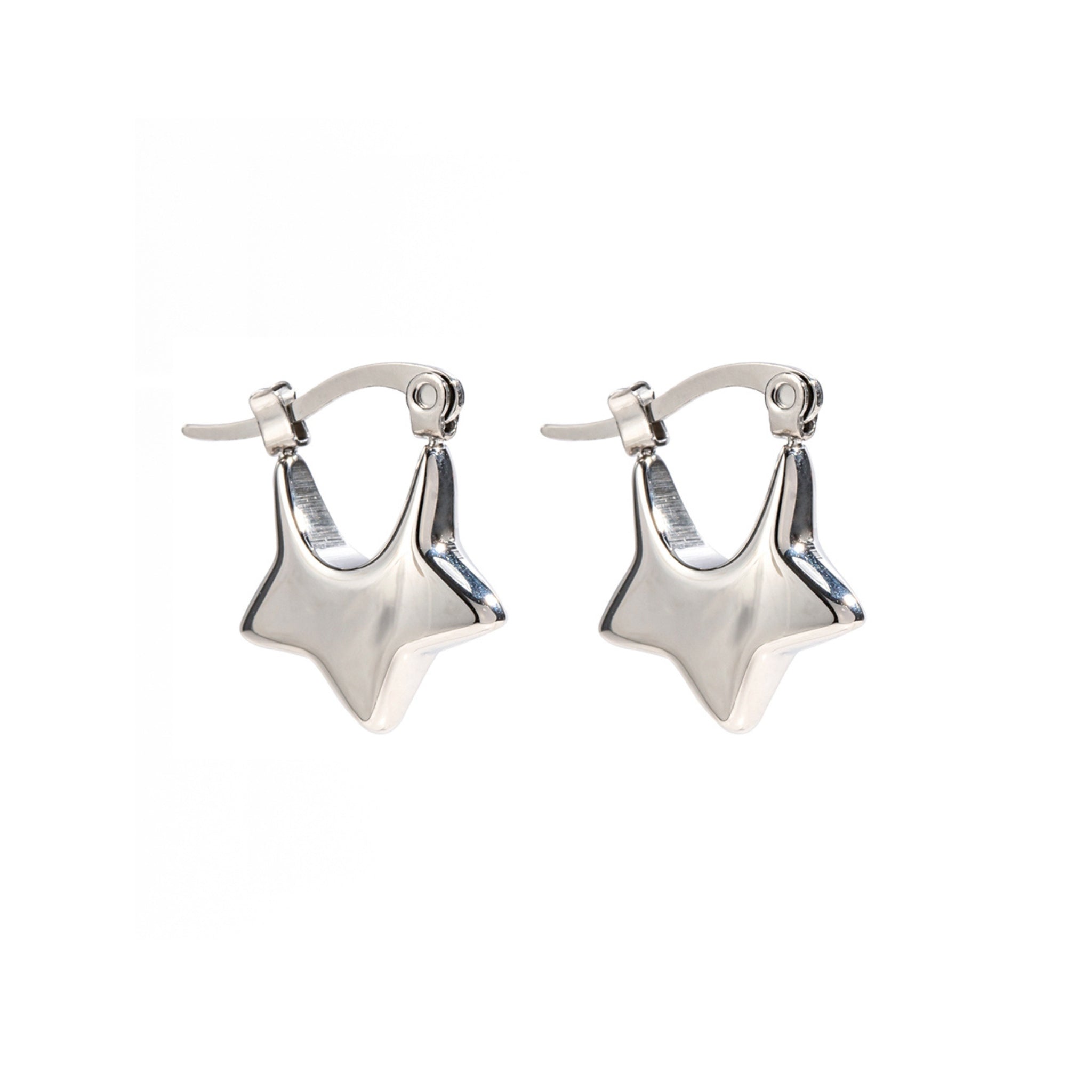 Stainless Steel Hypoallergenic Waterproof Tarnish Free Little Star Hoop Earrings The Aura