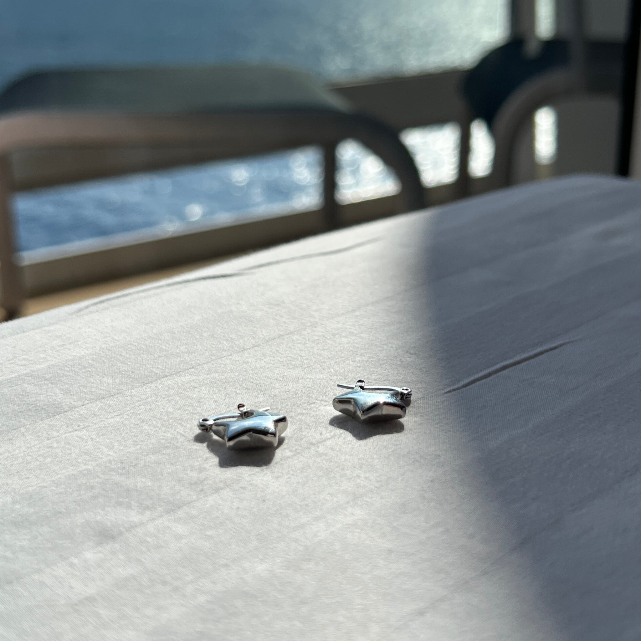 Stainless Steel Hypoallergenic Waterproof Tarnish Free Little Star Hoop Earrings The Aura