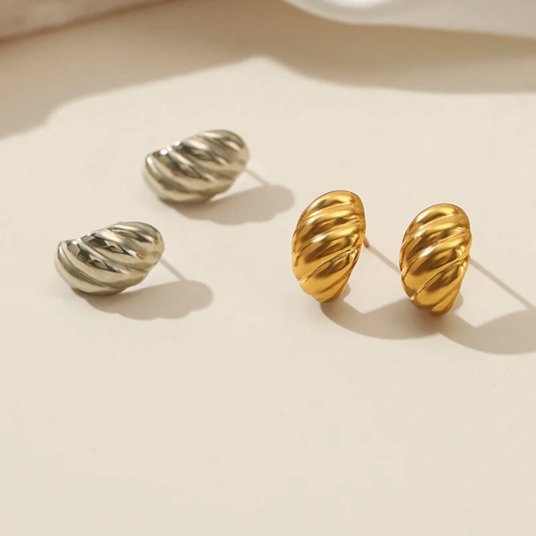 18K Gold Plated Stainless Steel Hypoallergenic Waterproof Tarnish Free Waterproof Sweatproof No-Fade Leaflet Stud Earrings The Aura