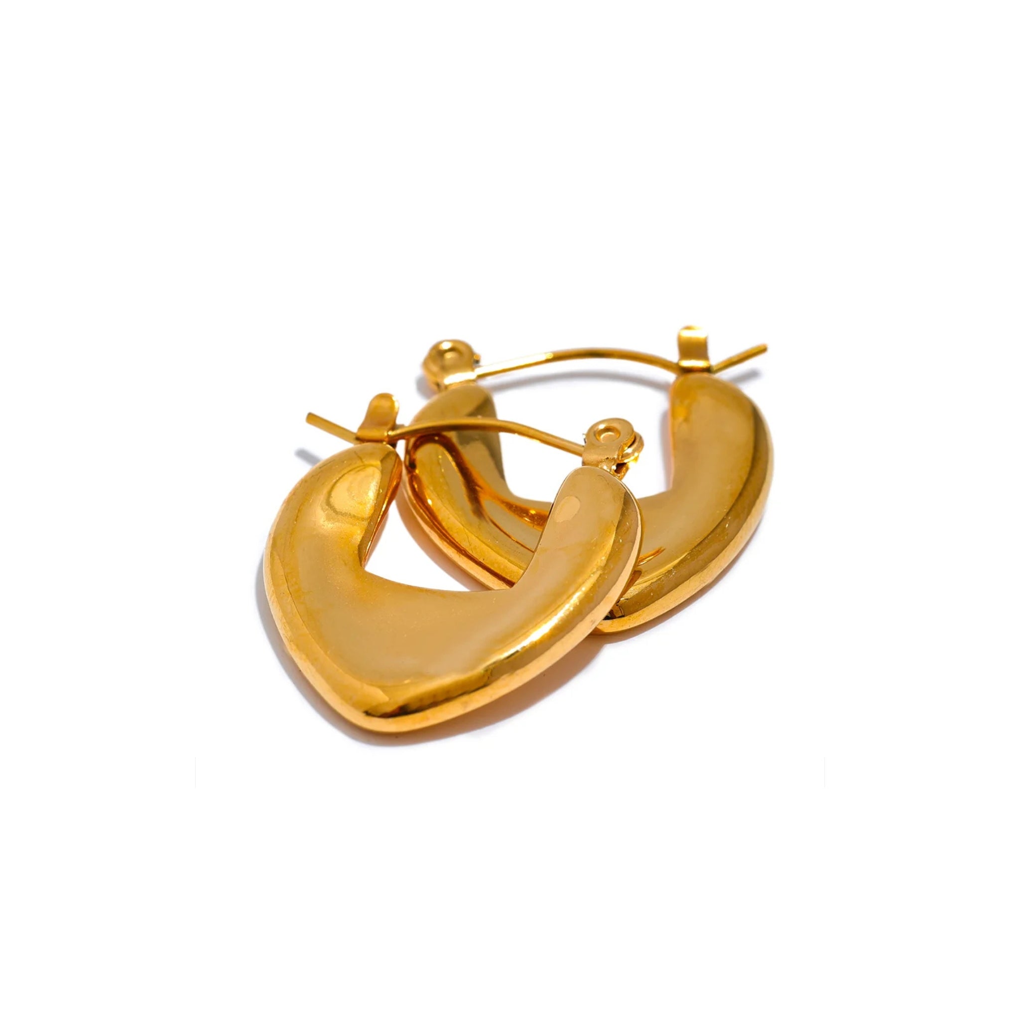 18K Gold Plated Stainless Steel Hypoallergenic Waterproof Tarnish Free Waterproof Sweatproof No-Fade Love Disc Hoop Earrings The Aura