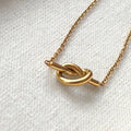 18K Gold Plated Stainless Steel Hypoallergenic Waterproof Tarnish Free Waterproof Sweatproof No-Fade Love Knot Necklace The Aura