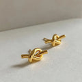 18K Gold Plated Stainless Steel Hypoallergenic Waterproof Tarnish Free Waterproof Sweatproof No-Fade Love Knot Stud Earrings The Aura