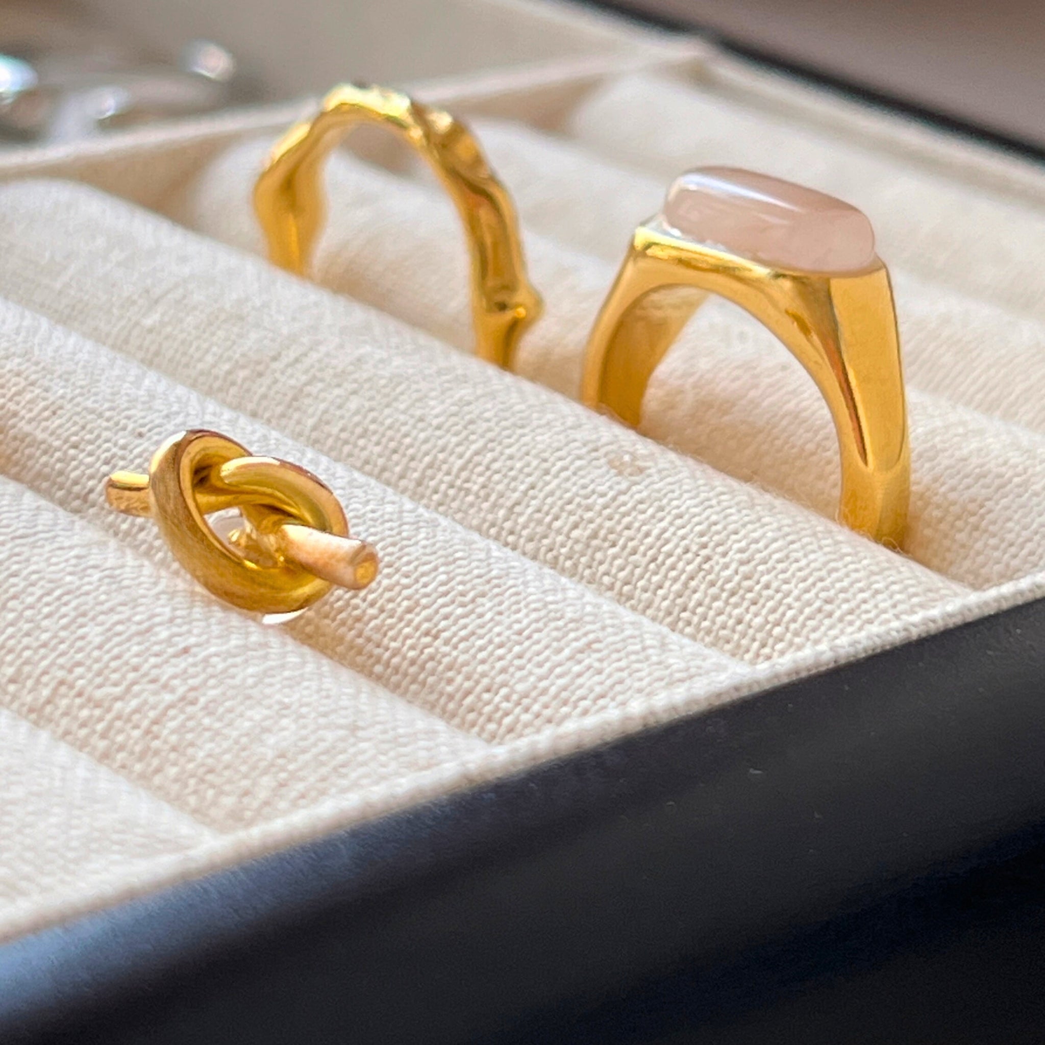 18K Gold Plated Stainless Steel Hypoallergenic Waterproof Tarnish Free Waterproof Sweatproof No-Fade Love Knot Stud Earrings The Aura