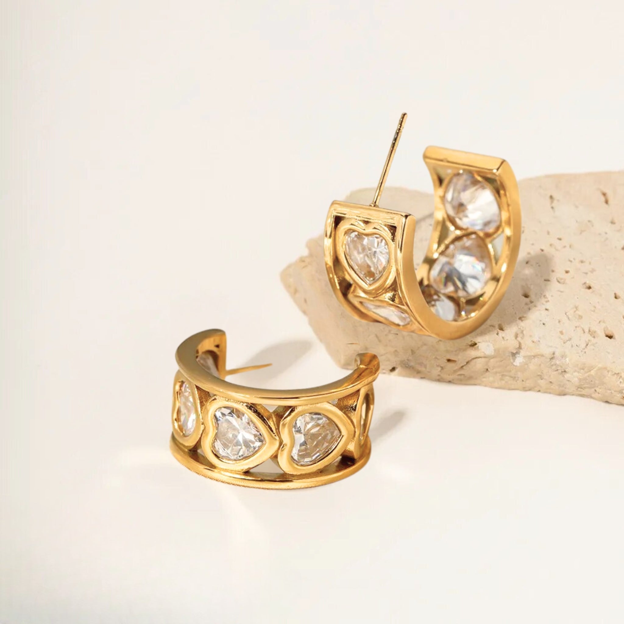 18K Gold Plated Stainless Steel Hypoallergenic Waterproof Tarnish Free Waterproof Sweatproof No-Fade Love Spark Stud Earrings The Aura