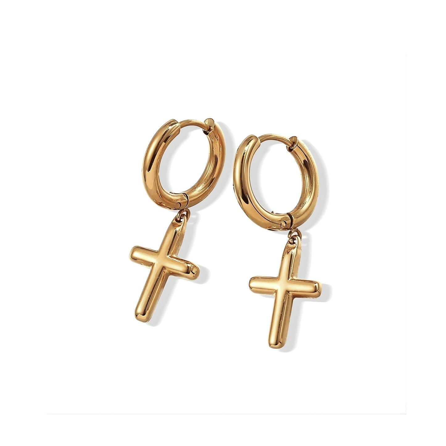 Luna Cross Huggie Earrings