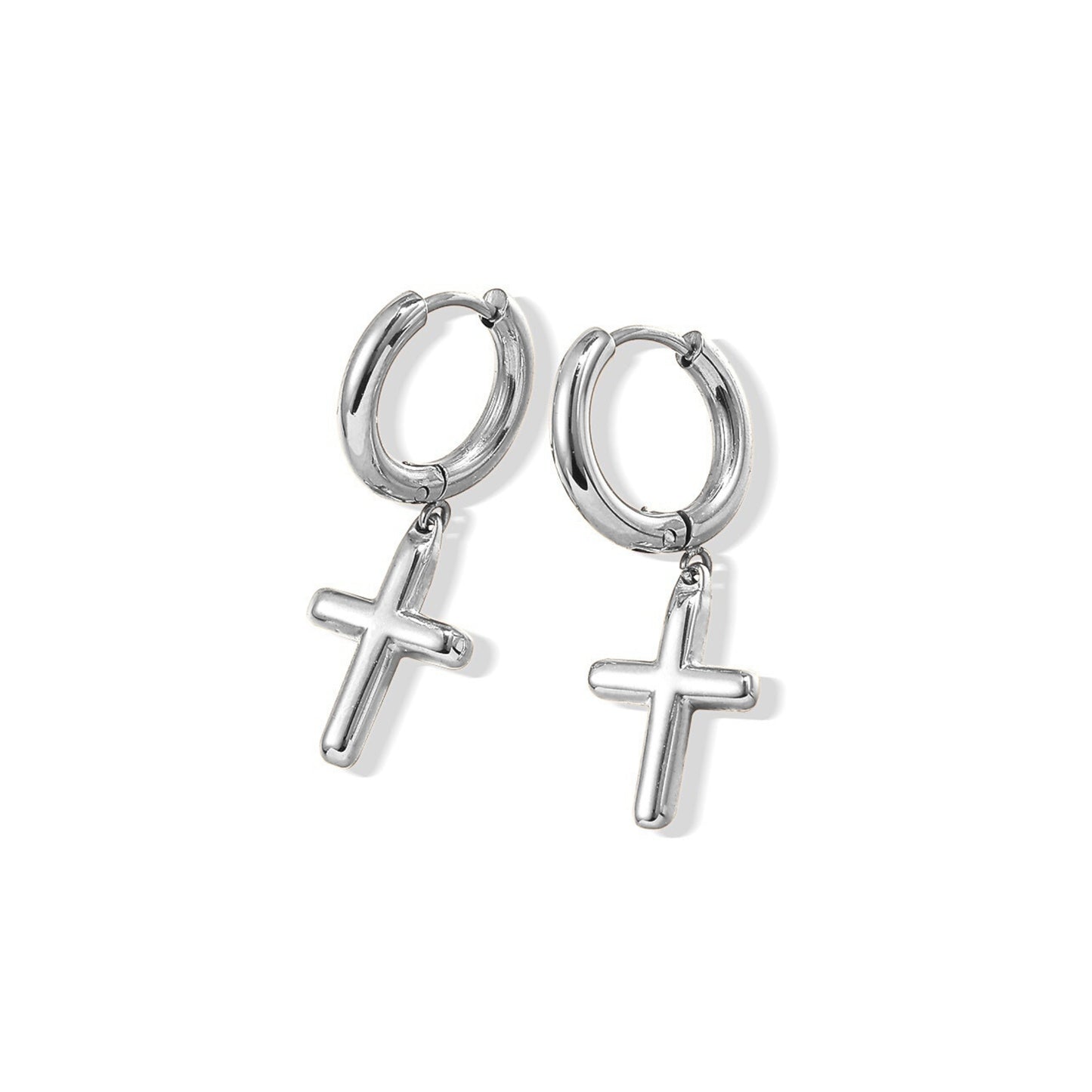 Luna Cross Huggie Earrings