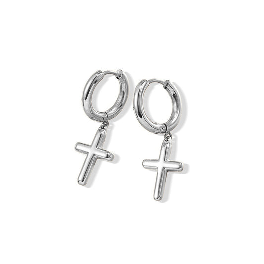 Luna Cross Huggie Earrings
