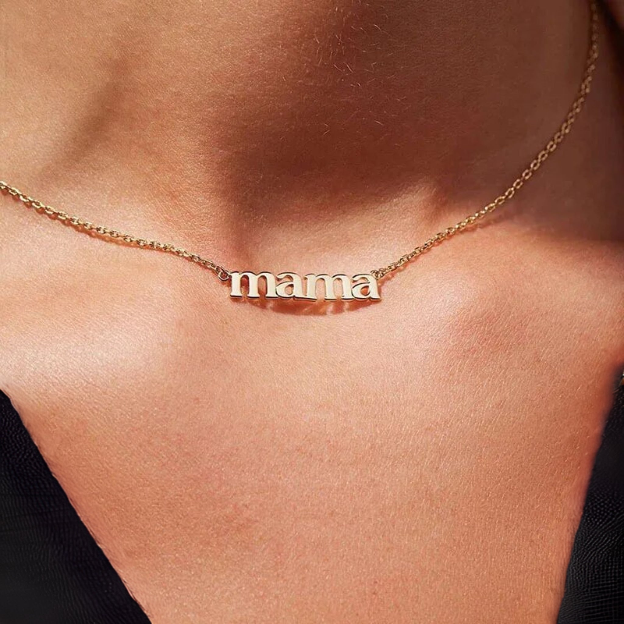 18K Gold Plated Stainless Steel Hypoallergenic Waterproof Tarnish Free Waterproof Sweatproof No-Fade Mama Necklace The Aura