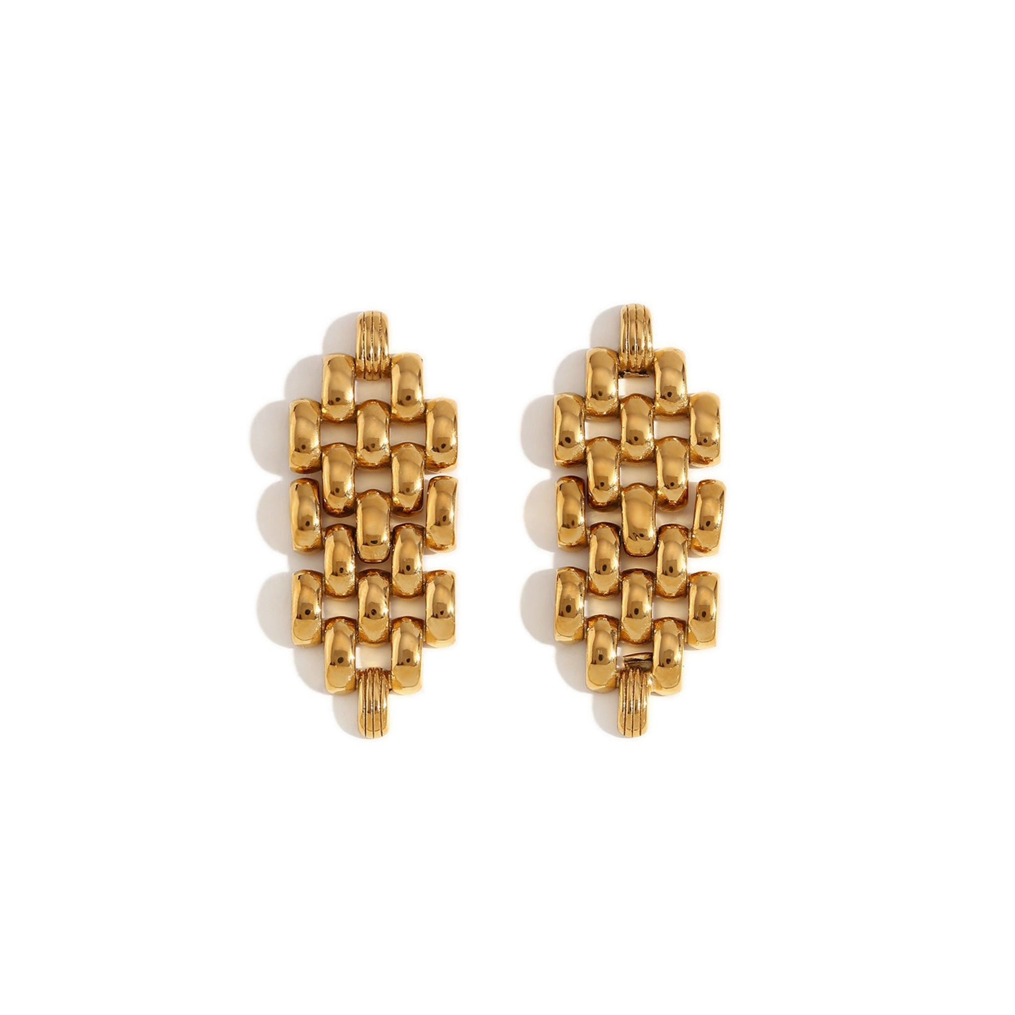 18K Gold Plated Stainless Steel Hypoallergenic Waterproof Tarnish Free Waterproof Sweatproof No-Fade Mesh Stud Earrings The Aura