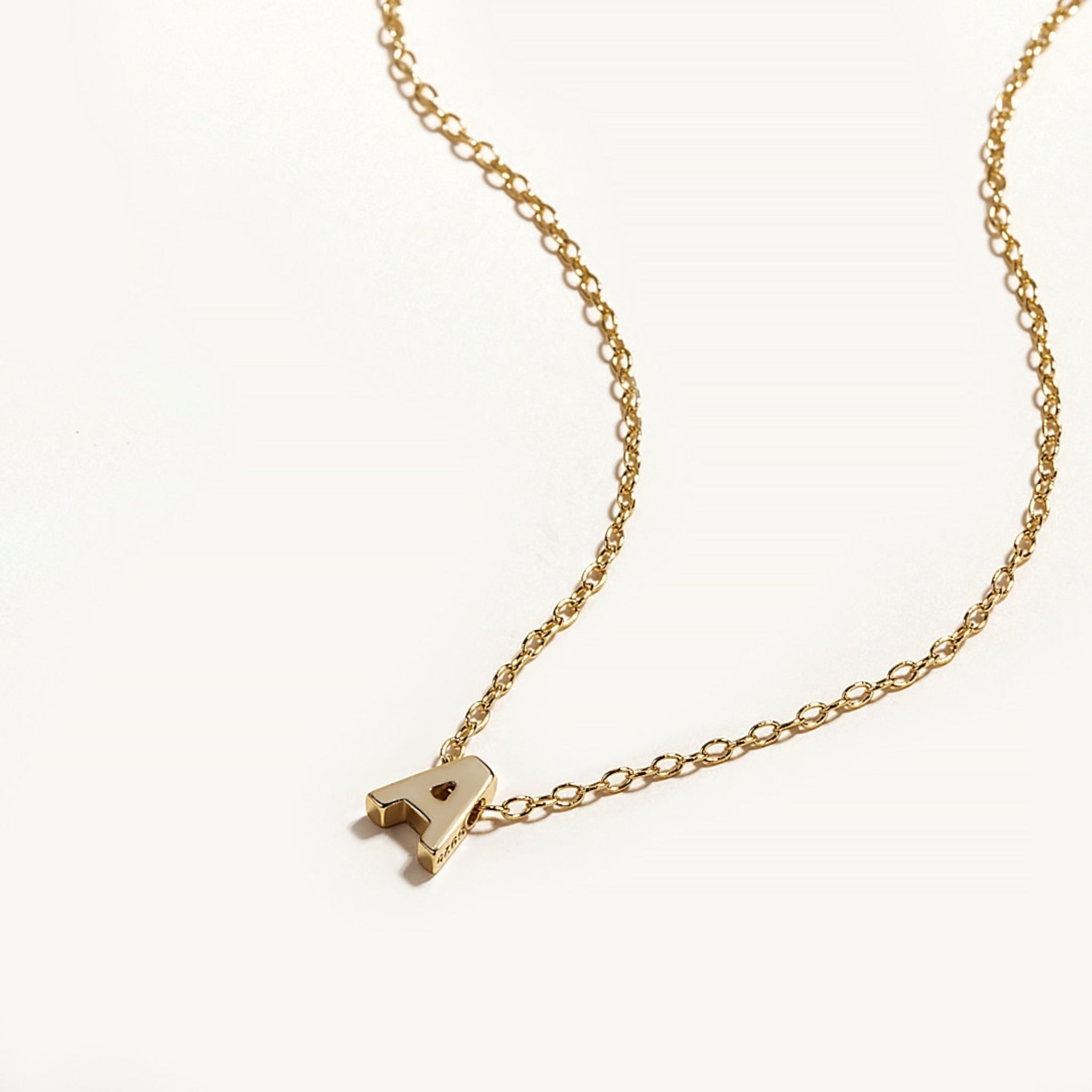 Hypoallergenic 18K Gold Plated Sterling Silver Mini Alphabet Necklaces The Aura