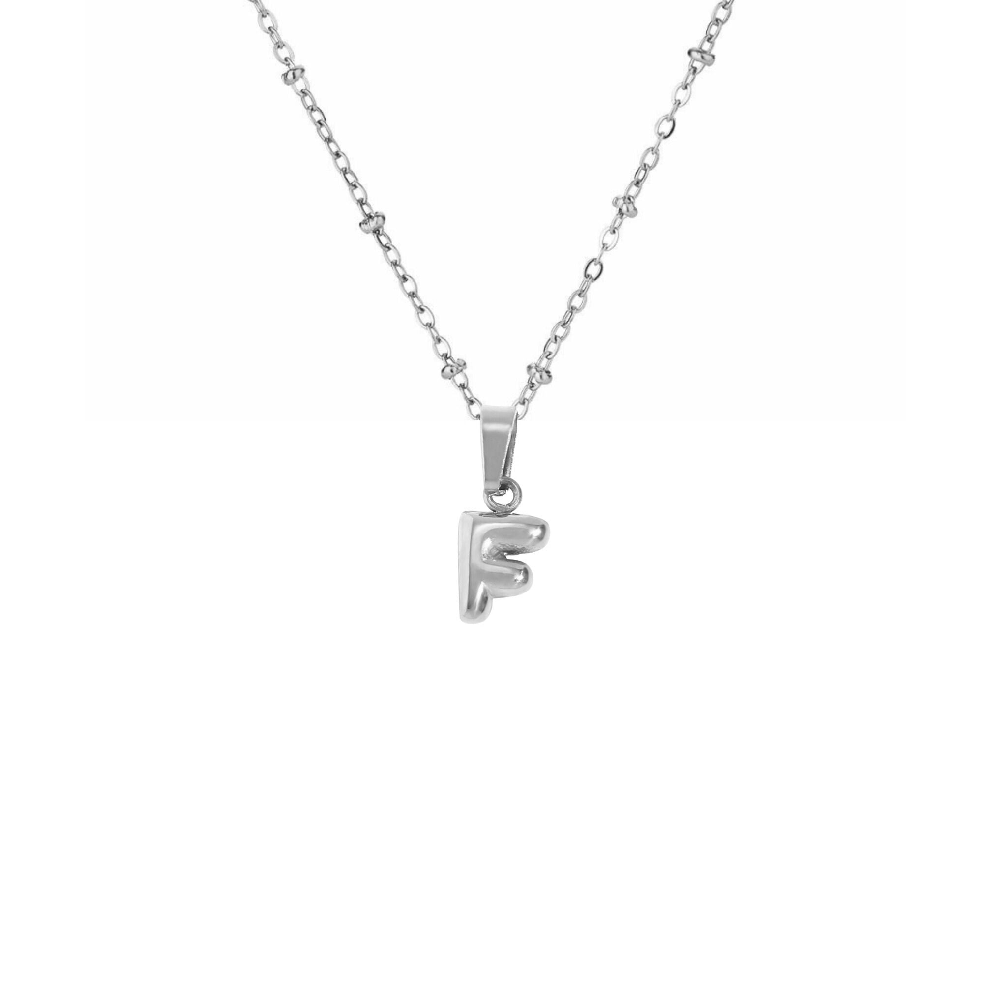 Stainless Steel Hypoallergenic Waterproof Tarnish Free Waterproof Sweatproof No-Fade Mini Bubbly Alphabet Necklace The Aura