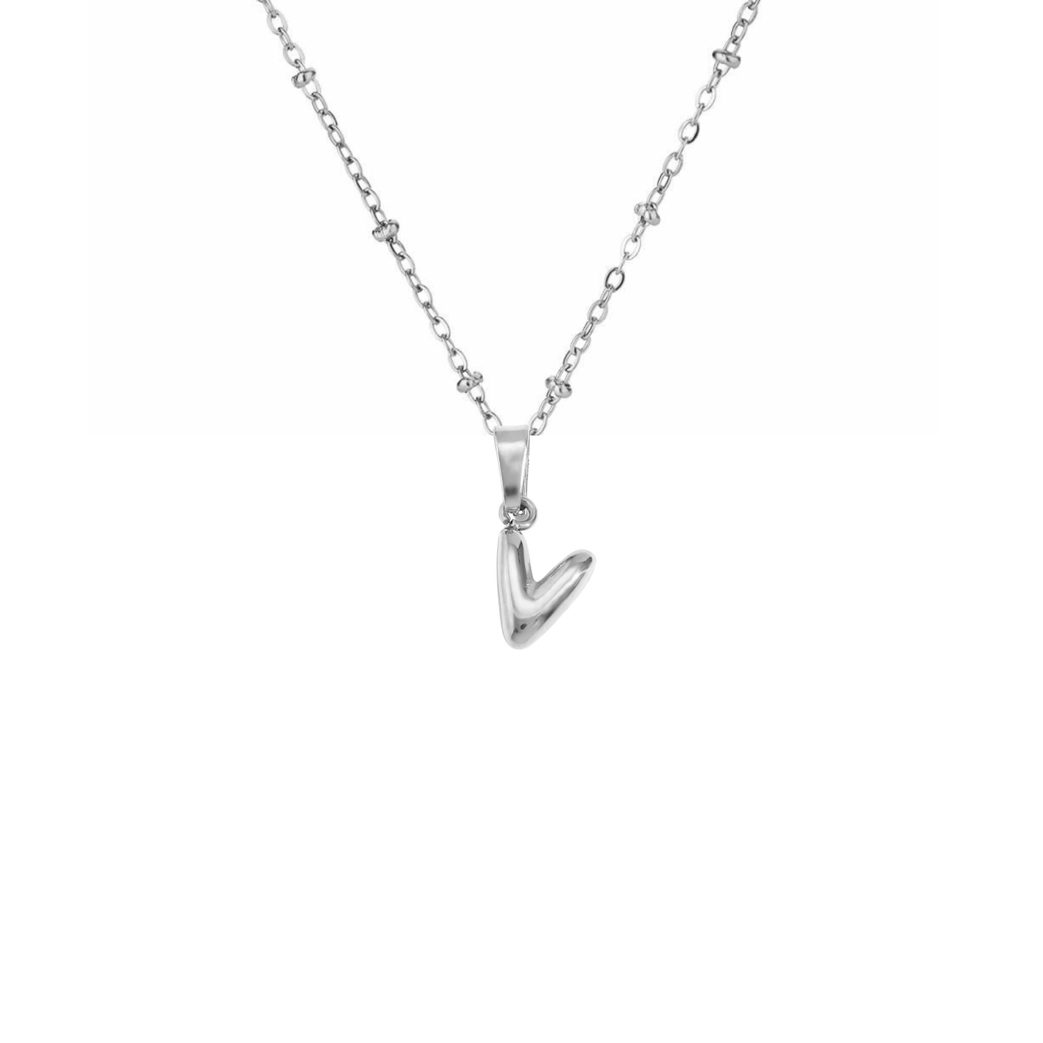 Stainless Steel Hypoallergenic Waterproof Tarnish Free Waterproof Sweatproof No-Fade Mini Bubbly Alphabet Necklace The Aura