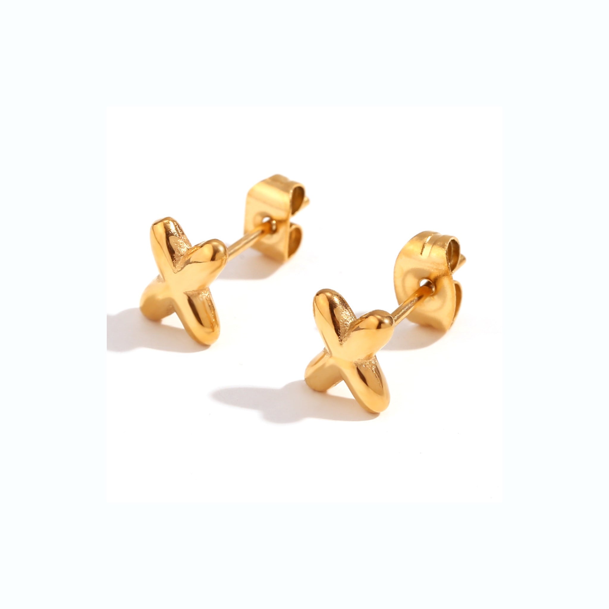 18K Gold Plated Stainless Steel Hypoallergenic Waterproof Tarnish Free Waterproof Sweatproof No-Fade Mini Bubbly Alphabet Stud Earrings The Aura