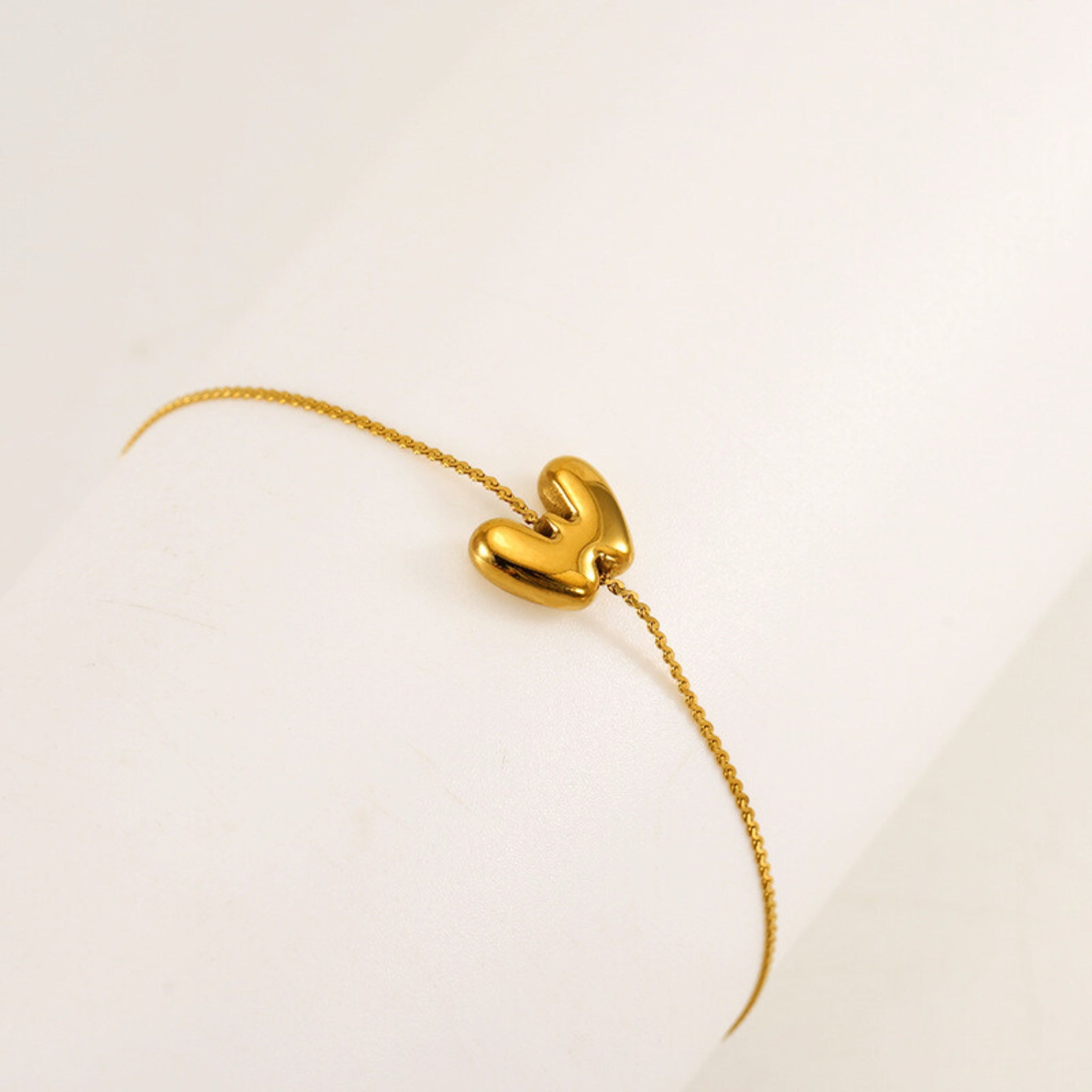 18K Gold Plated Stainless Steel Hypoallergenic Waterproof Tarnish Free Waterproof Sweatproof No-Fade Mini Bubbly Alphabet Bracelet The Aura