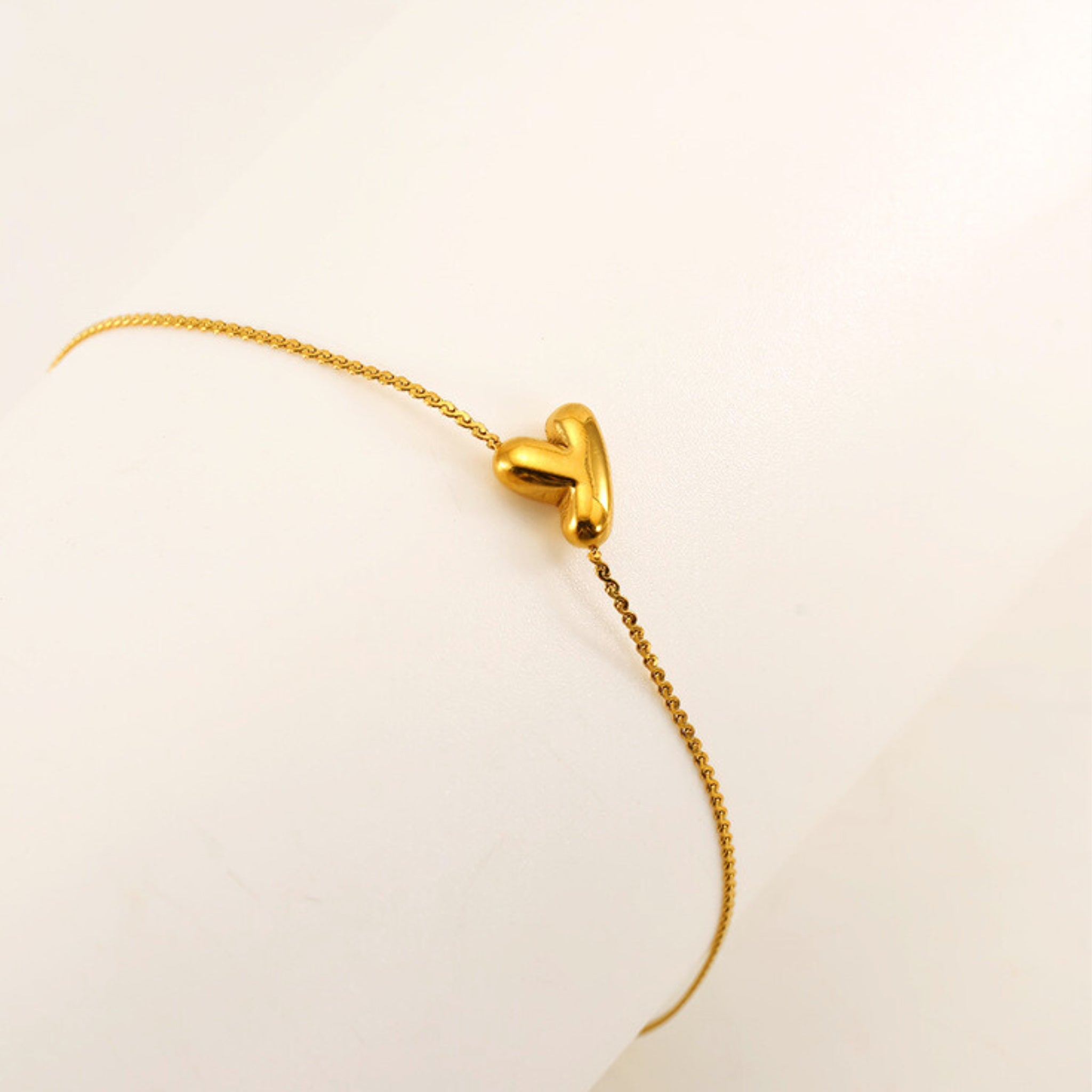 18K Gold Plated Stainless Steel Hypoallergenic Waterproof Tarnish Free Waterproof Sweatproof No-Fade Mini Bubbly Alphabet Bracelet The Aura