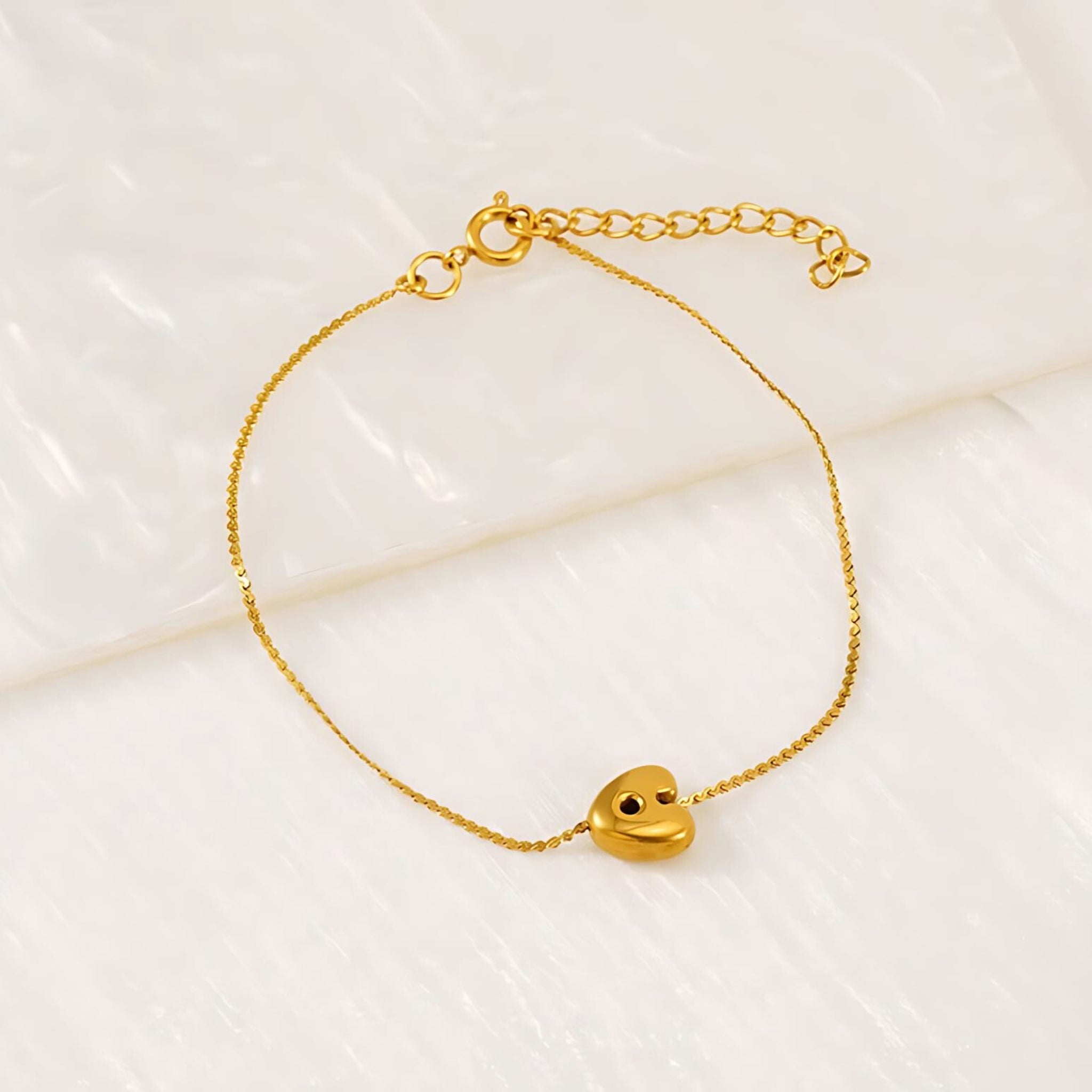 18K Gold Plated Stainless Steel Hypoallergenic Waterproof Tarnish Free Waterproof Sweatproof No-Fade Mini Bubbly Alphabet Bracelet The Aura