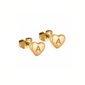 18K Gold Plated Stainless Steel Hypoallergenic Waterproof Tarnish Free Waterproof Sweatproof No-Fade Mini Heart Alphabet Earrings The Aura