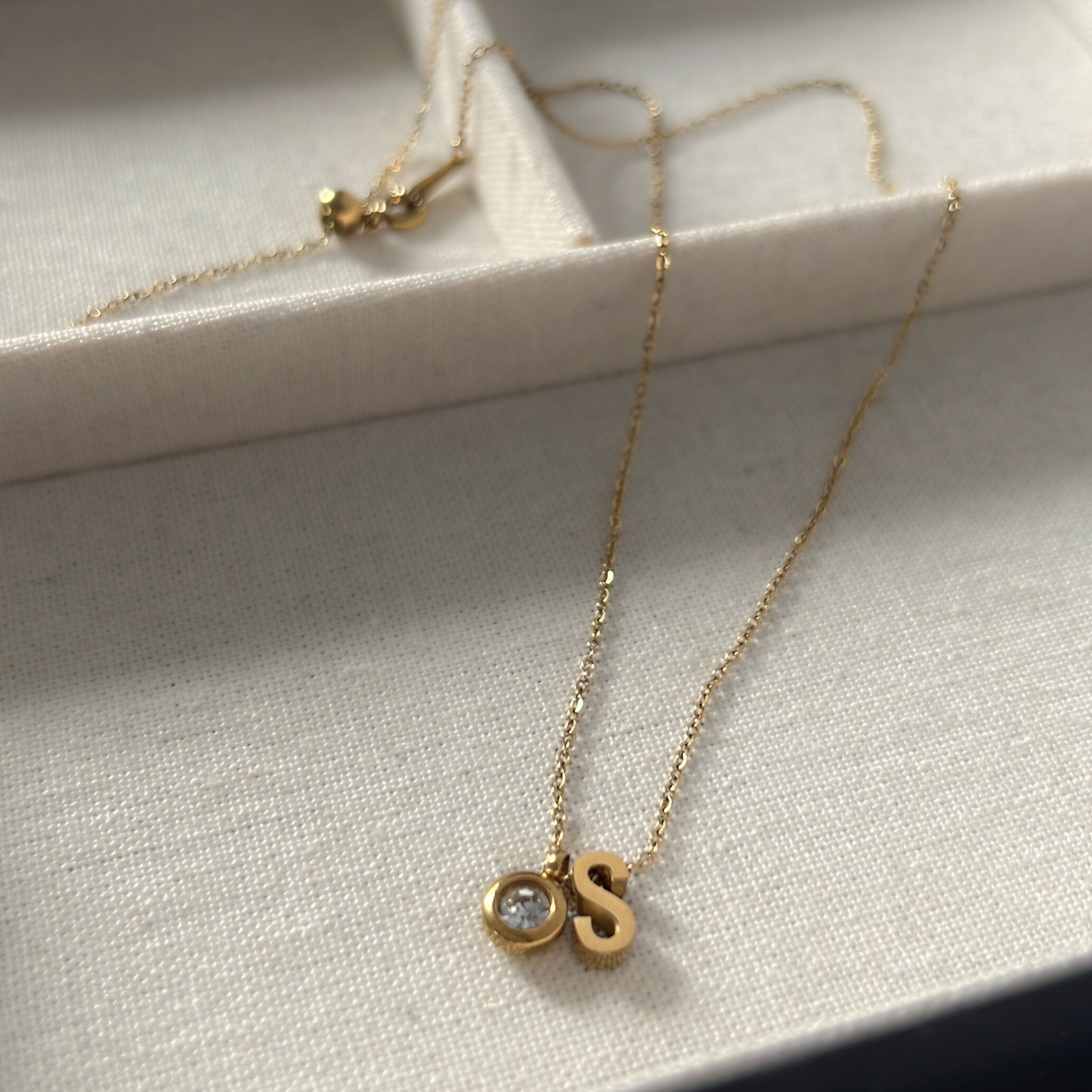 18K Gold Plated Stainless Steel Hypoallergenic Waterproof Tarnish Free Waterproof Sweatproof No-Fade Mini Round Alphabet Necklace The Aura