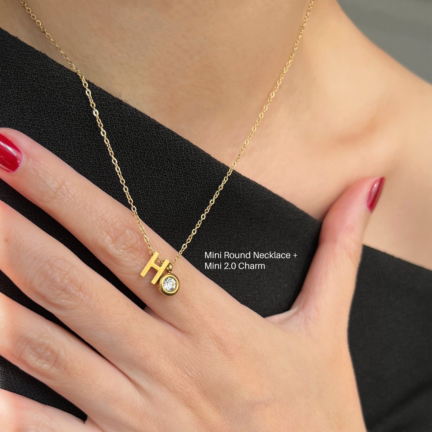 18K Gold Plated Stainless Steel Hypoallergenic Waterproof Tarnish Free Waterproof Sweatproof No-Fade Mini Round Necklace The Aura