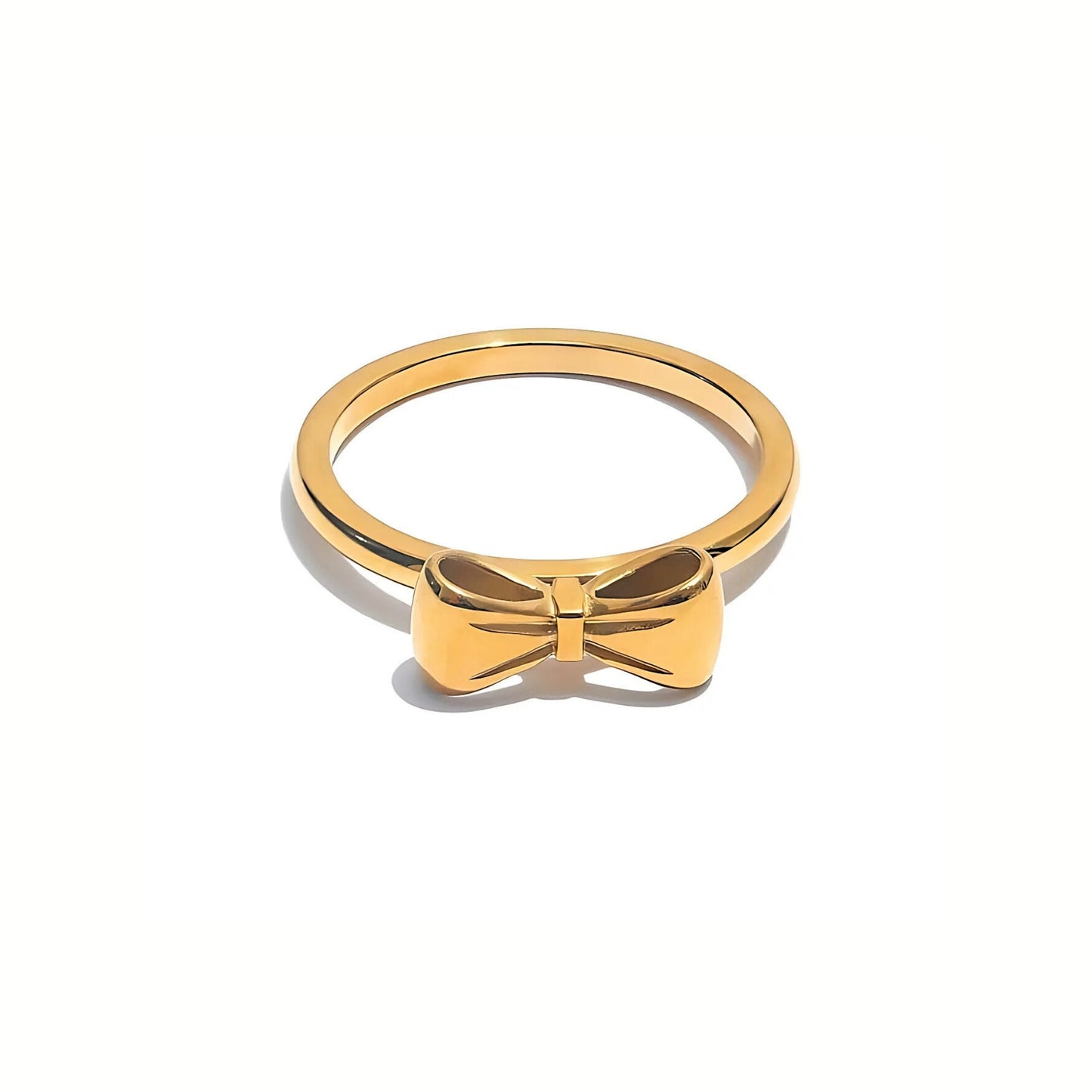 18K Gold Plated Stainless Steel Hypoallergenic Waterproof Tarnish Free Waterproof Sweatproof No-Fade Minnie Bow Ring The Aura