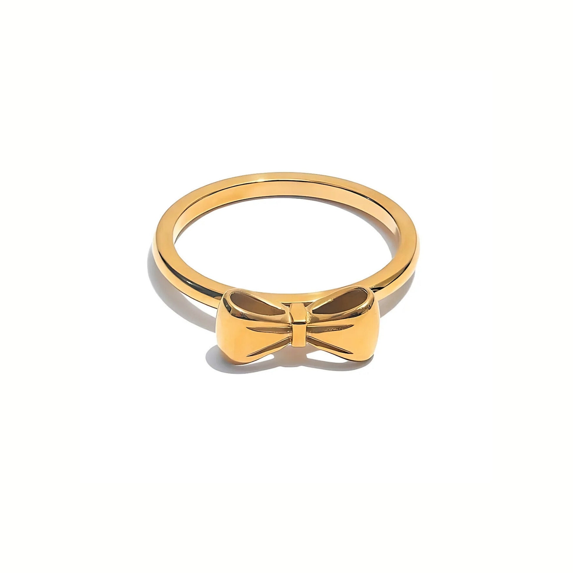 18K Gold Plated Stainless Steel Hypoallergenic Waterproof Tarnish Free Waterproof Sweatproof No-Fade Minnie Bow Ring The Aura