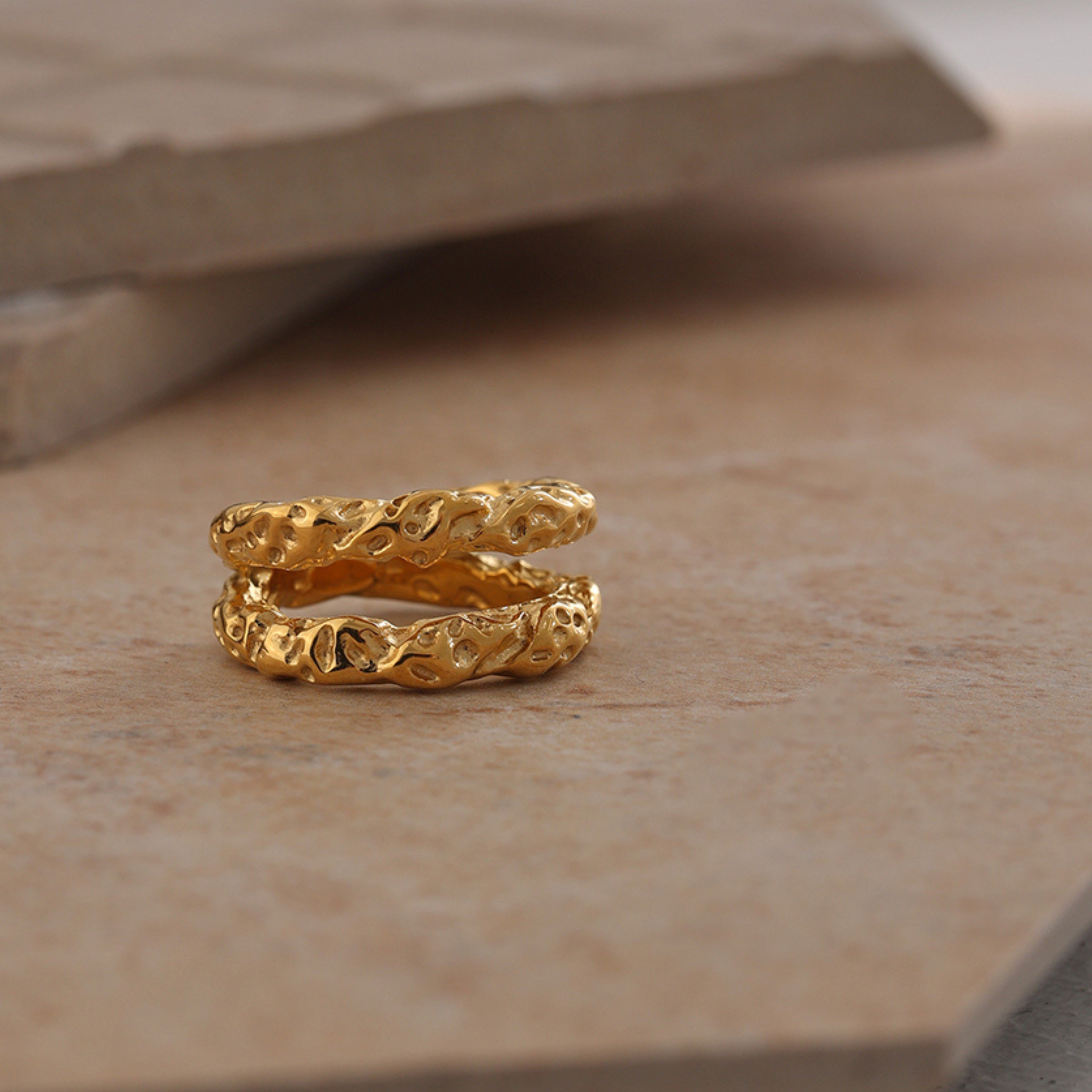 18K Gold Plated Stainless Steel Hypoallergenic Waterproof Tarnish Free Waterproof Sweatproof No-Fade Mystic Ring The Aura