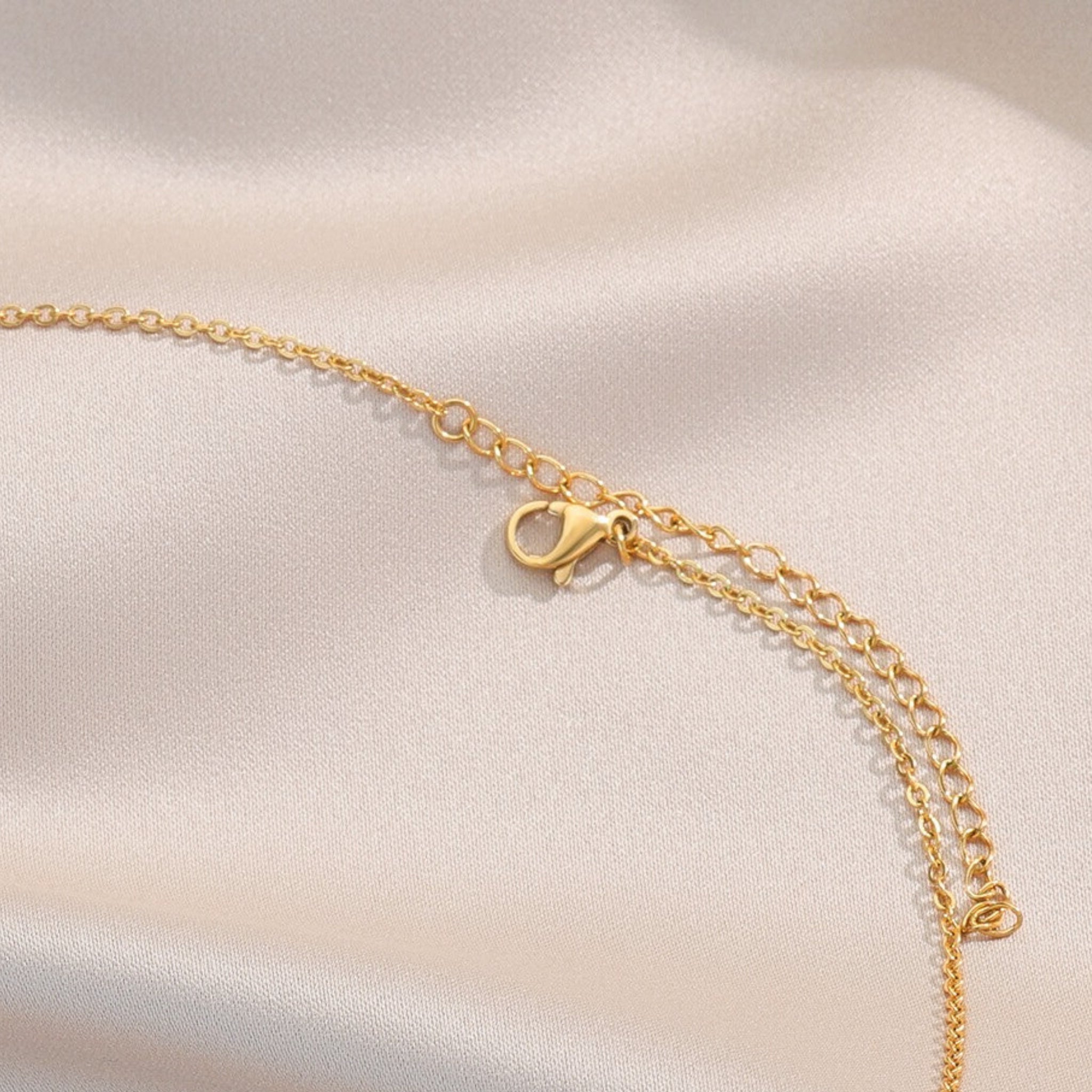 18K Gold Plated Stainless Steel Hypoallergenic Waterproof Tarnish Free Oblong Alphabet Necklaces The Aura