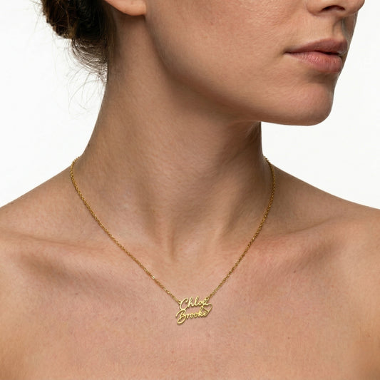 Open Heart Nameplate Necklace