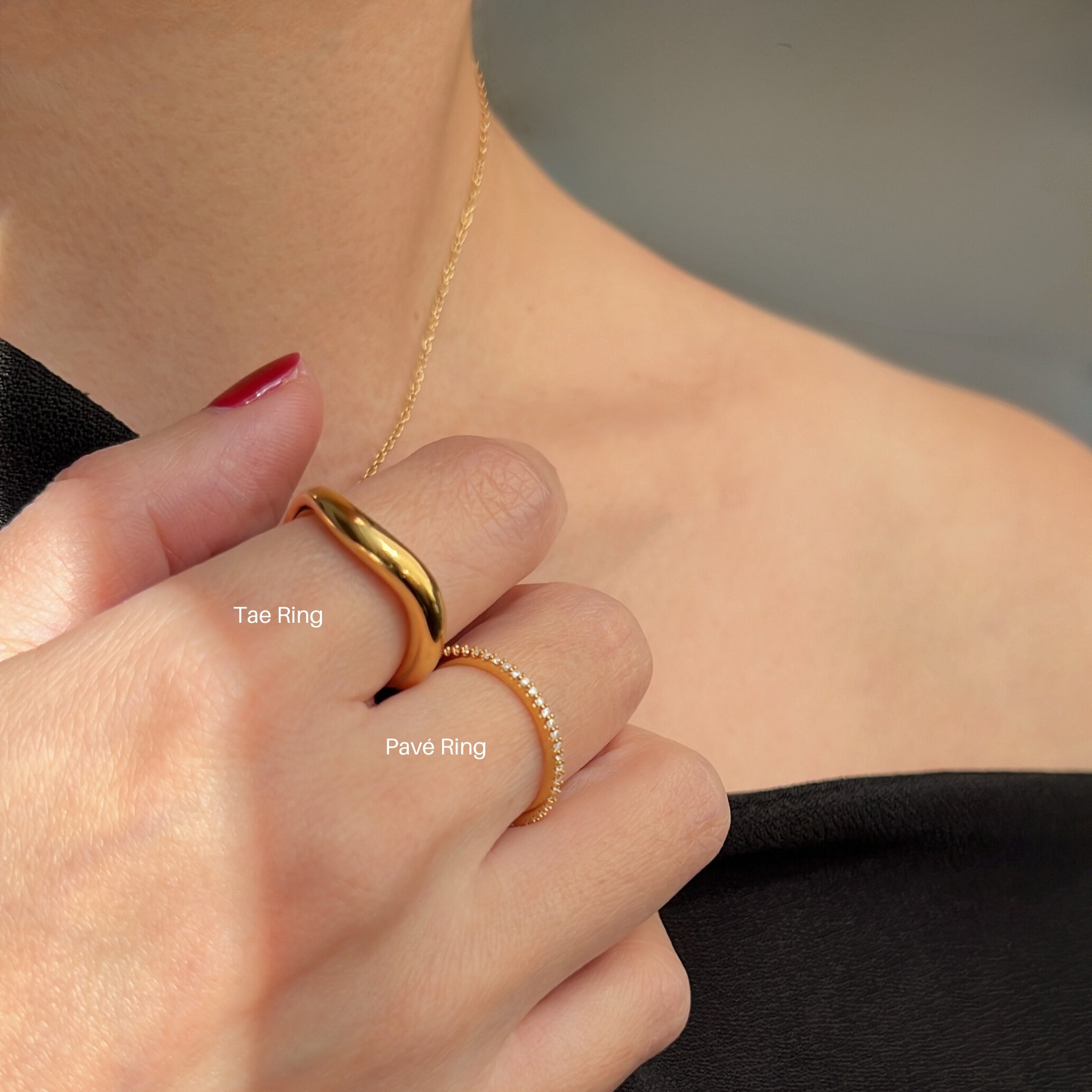 18K Gold Plated S925 Sterling Silver Hypoallergenic Pave Rings The Aura