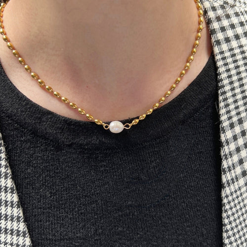 18K Gold Plated Stainless Steel Hypoallergenic Waterproof Tarnish Free Pearl Droplet Necklaces The Aura