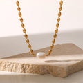 18K Gold Plated Stainless Steel Hypoallergenic Waterproof Tarnish Free Pearl Droplet Necklaces The Aura