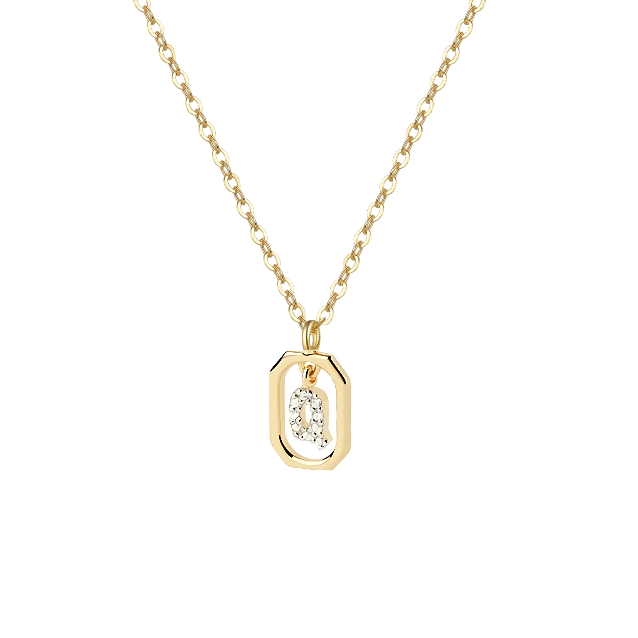 18K Gold Plated Sterling Silver Hypoallergenic Waterproof Sweatproof No-Fade Petite Alphabet Necklace The Aura
