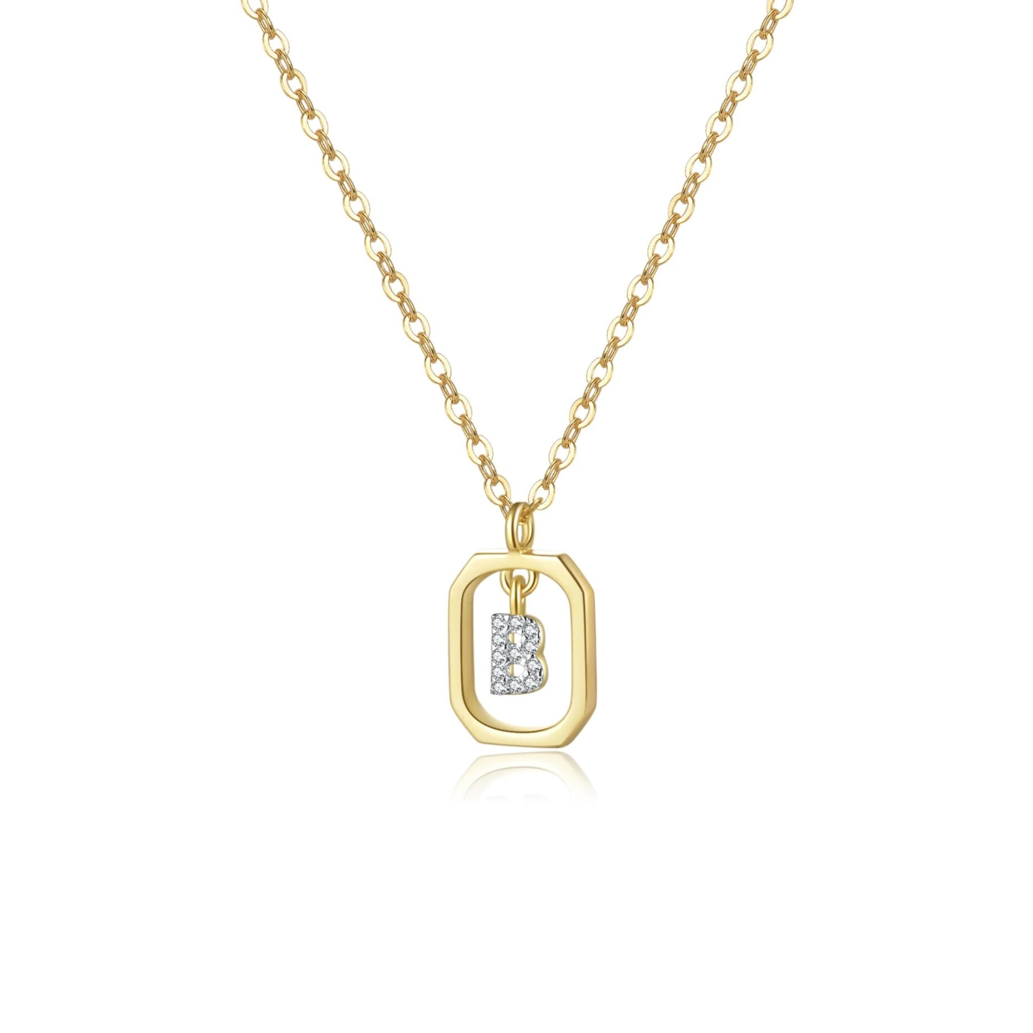 18K Gold Plated Sterling Silver Hypoallergenic Waterproof Sweatproof No-Fade Petite Alphabet Necklace The Aura