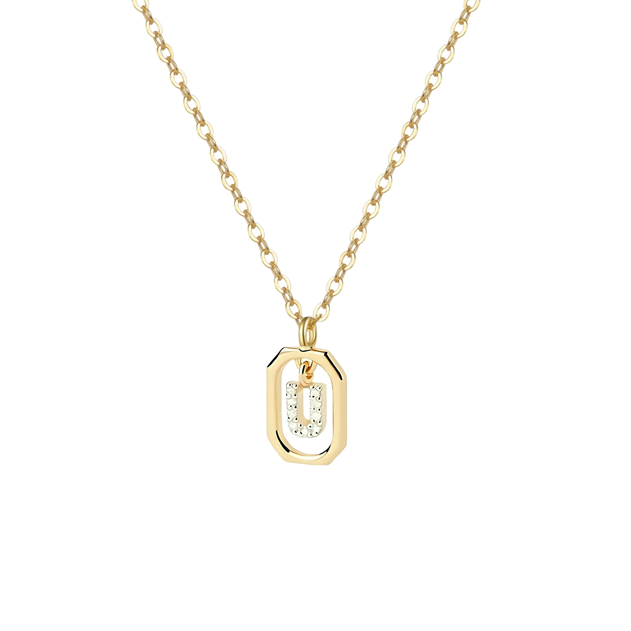 18K Gold Plated Sterling Silver Hypoallergenic Waterproof Sweatproof No-Fade Petite Alphabet Necklace The Aura