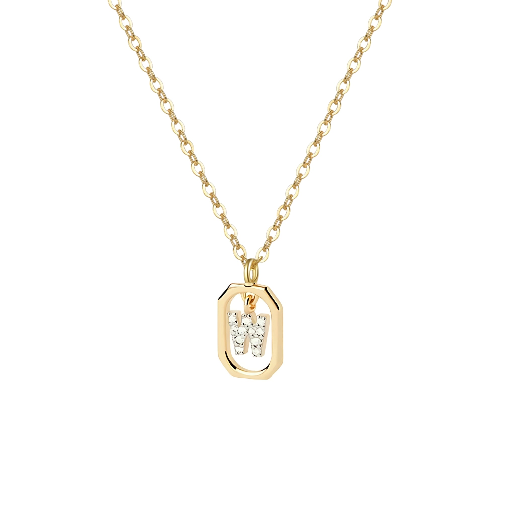 18K Gold Plated Sterling Silver Hypoallergenic Waterproof Sweatproof No-Fade Petite Alphabet Necklace The Aura