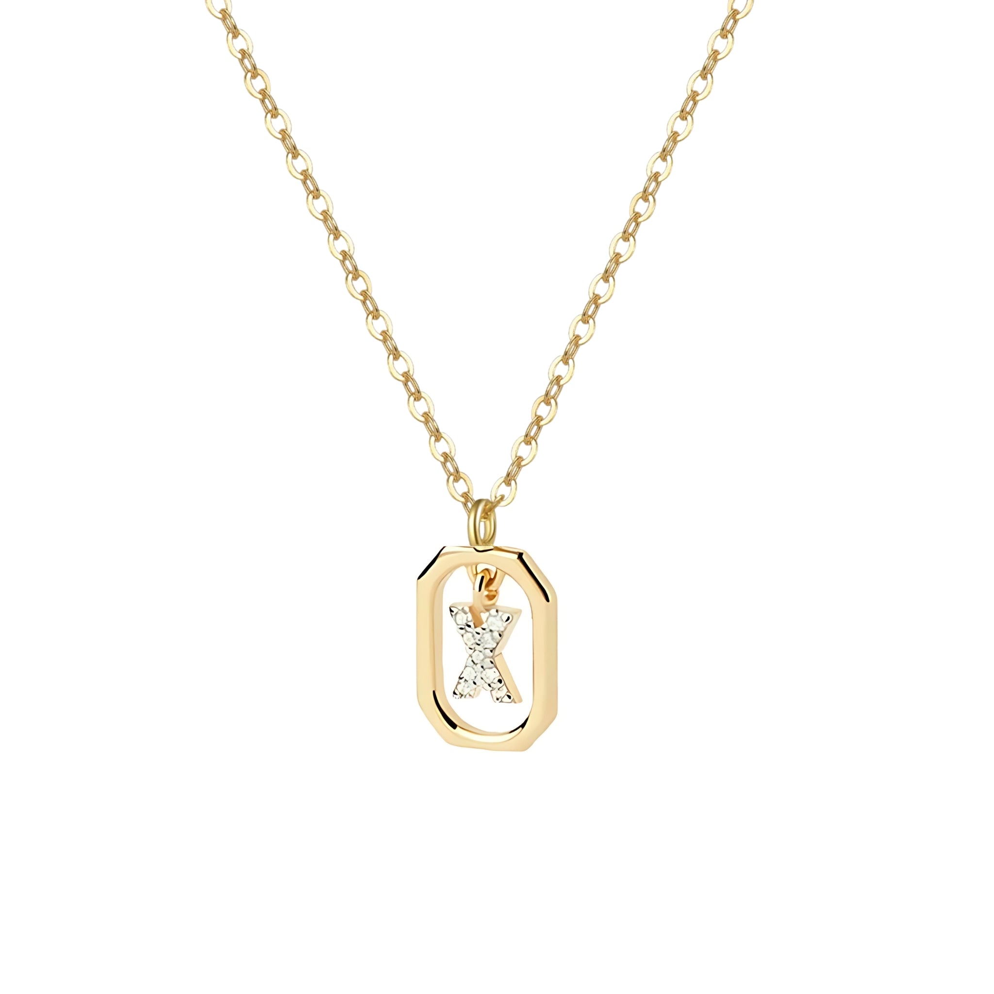 18K Gold Plated Sterling Silver Hypoallergenic Waterproof Sweatproof No-Fade Petite Alphabet Necklace The Aura