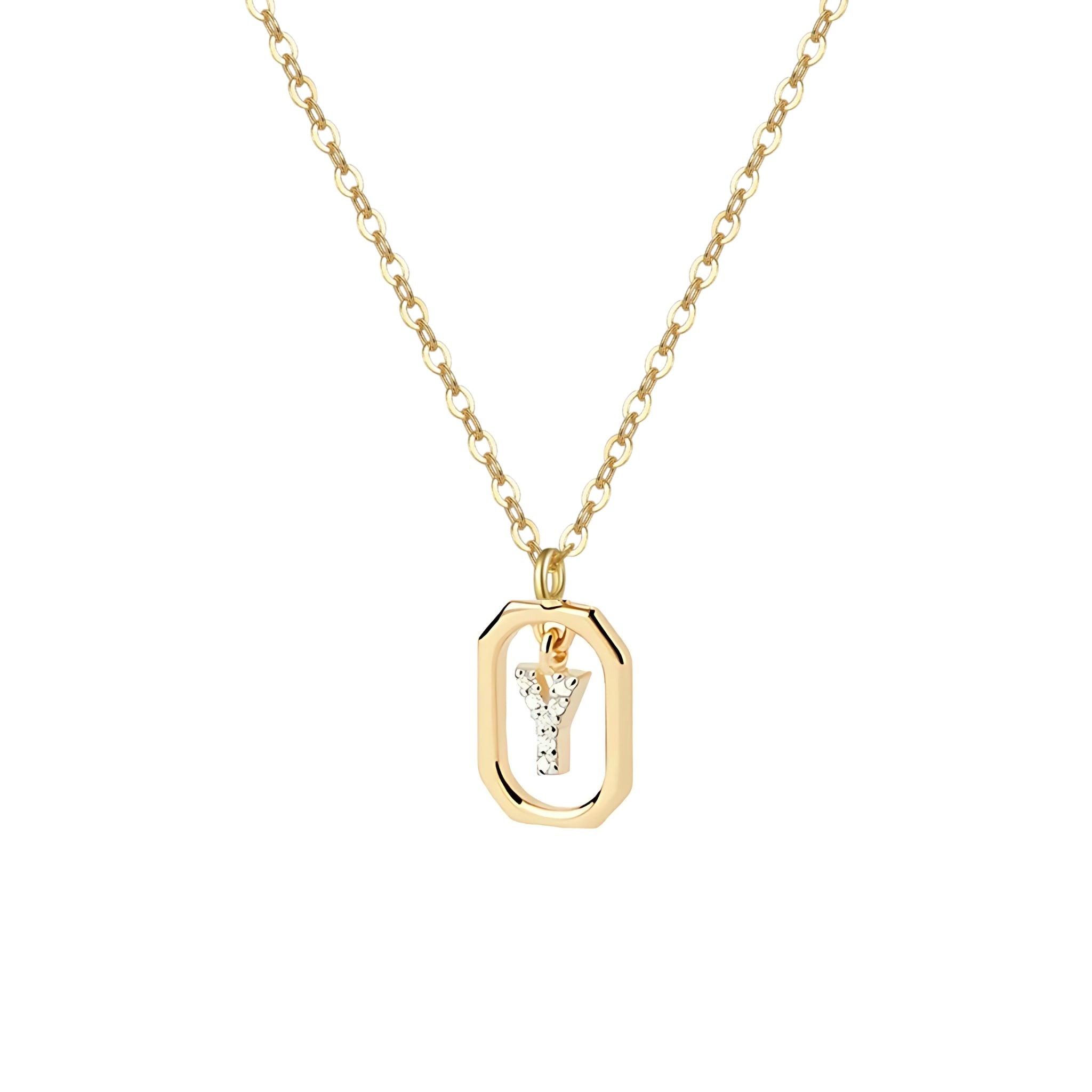 18K Gold Plated Sterling Silver Hypoallergenic Waterproof Sweatproof No-Fade Petite Alphabet Necklace The Aura