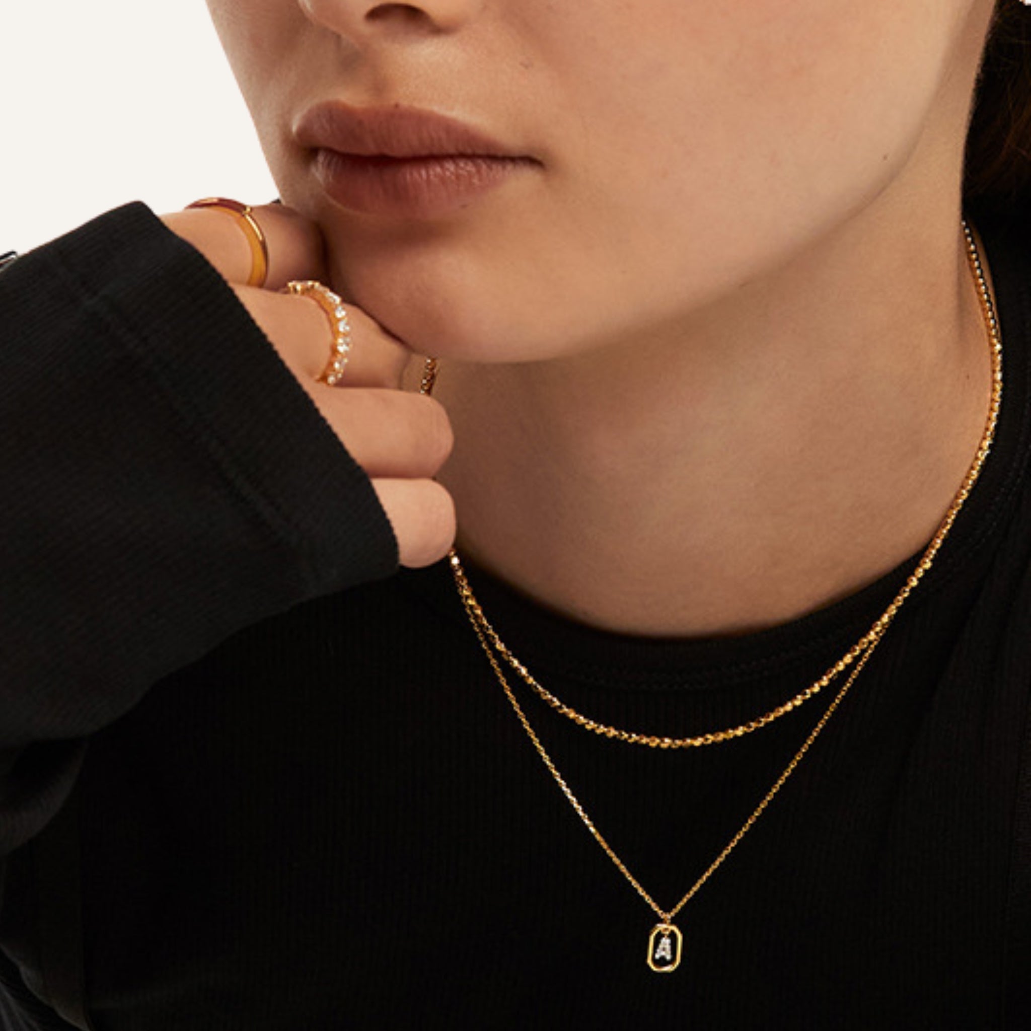 18K Gold Plated Sterling Silver Hypoallergenic Waterproof Sweatproof No-Fade Petite Alphabet Necklace The Aura