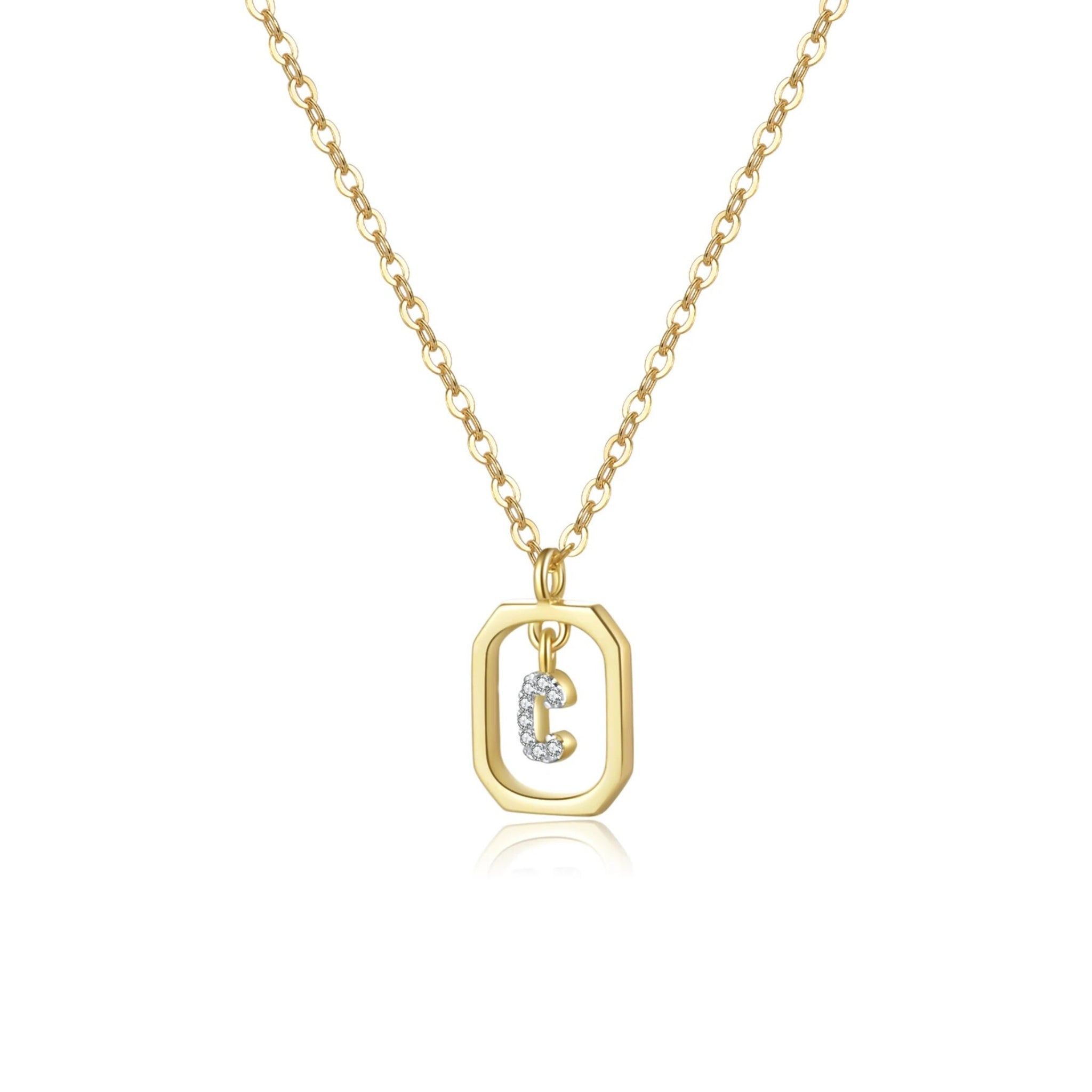 18K Gold Plated Sterling Silver Hypoallergenic Waterproof Sweatproof No-Fade Petite Alphabet Necklace The Aura