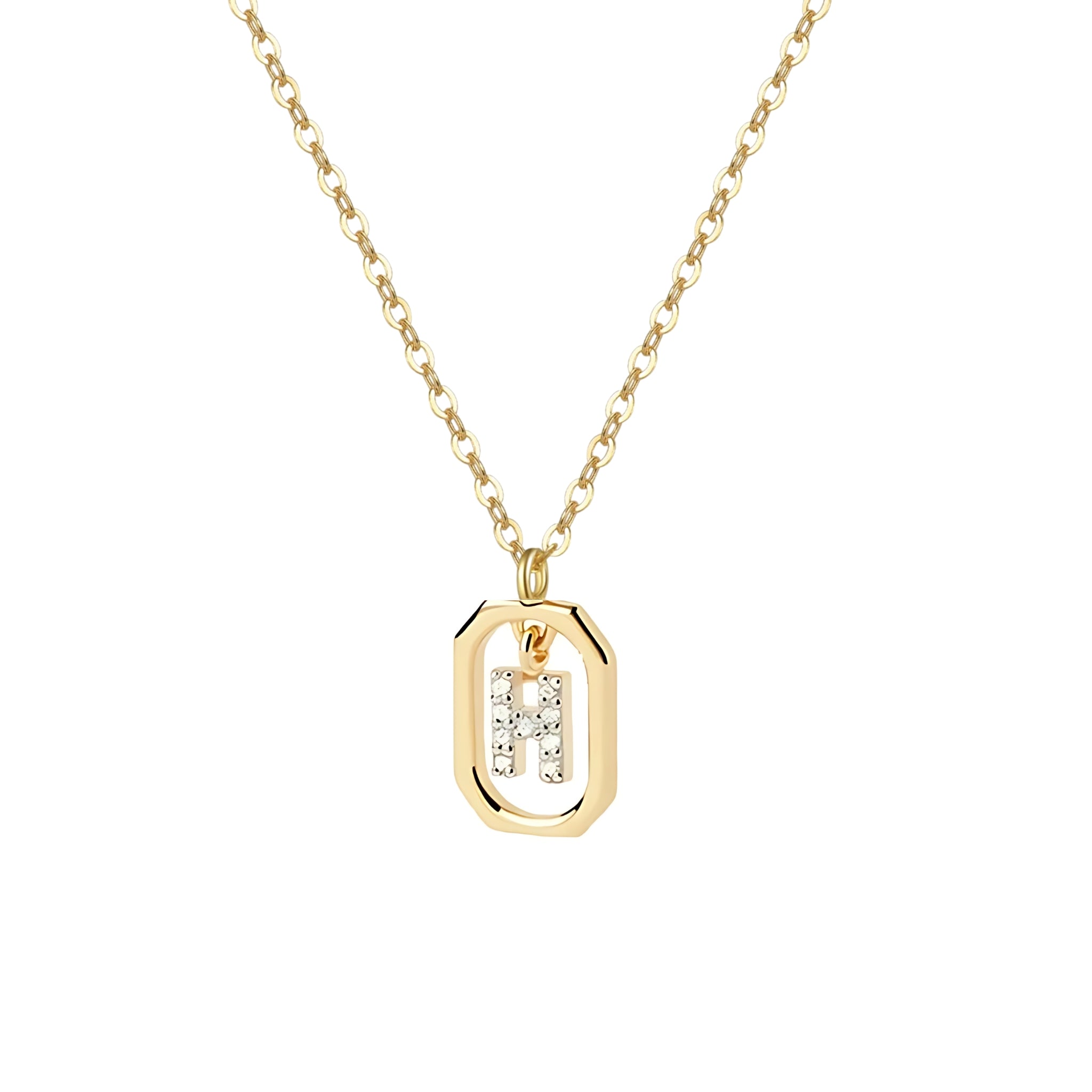 18K Gold Plated Sterling Silver Hypoallergenic Waterproof Sweatproof No-Fade Petite Alphabet Necklace The Aura