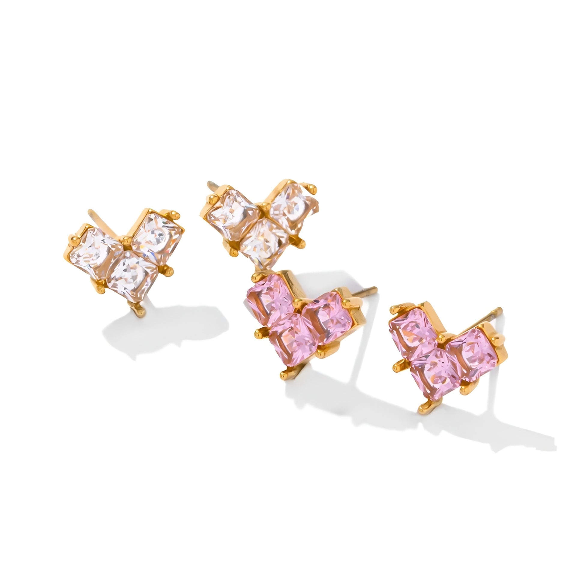 18K Gold Plated Stainless Steel Hypoallergenic Waterproof Tarnish Free Waterproof Sweatproof No-Fade Pure Heart Stud Earrings The Aura