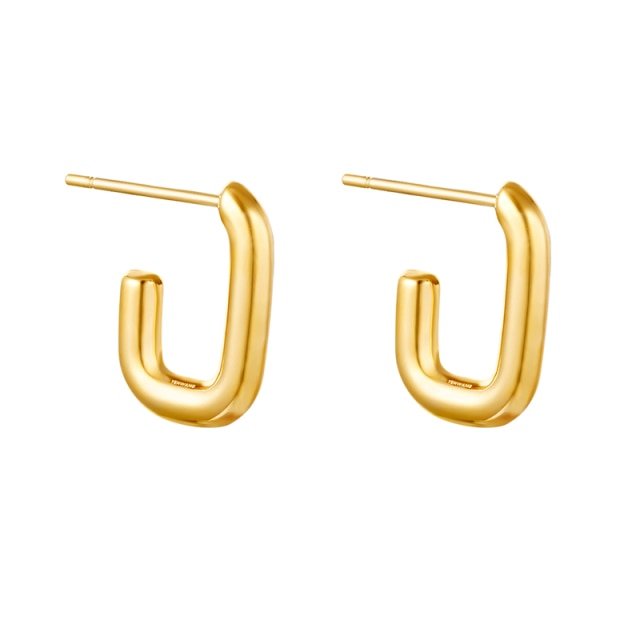 18K Gold Plated Stainless Steel Hypoallergenic Waterproof Tarnish Free Waterproof Sweatproof No-Fade Rounded J Stud Earrings The Aura