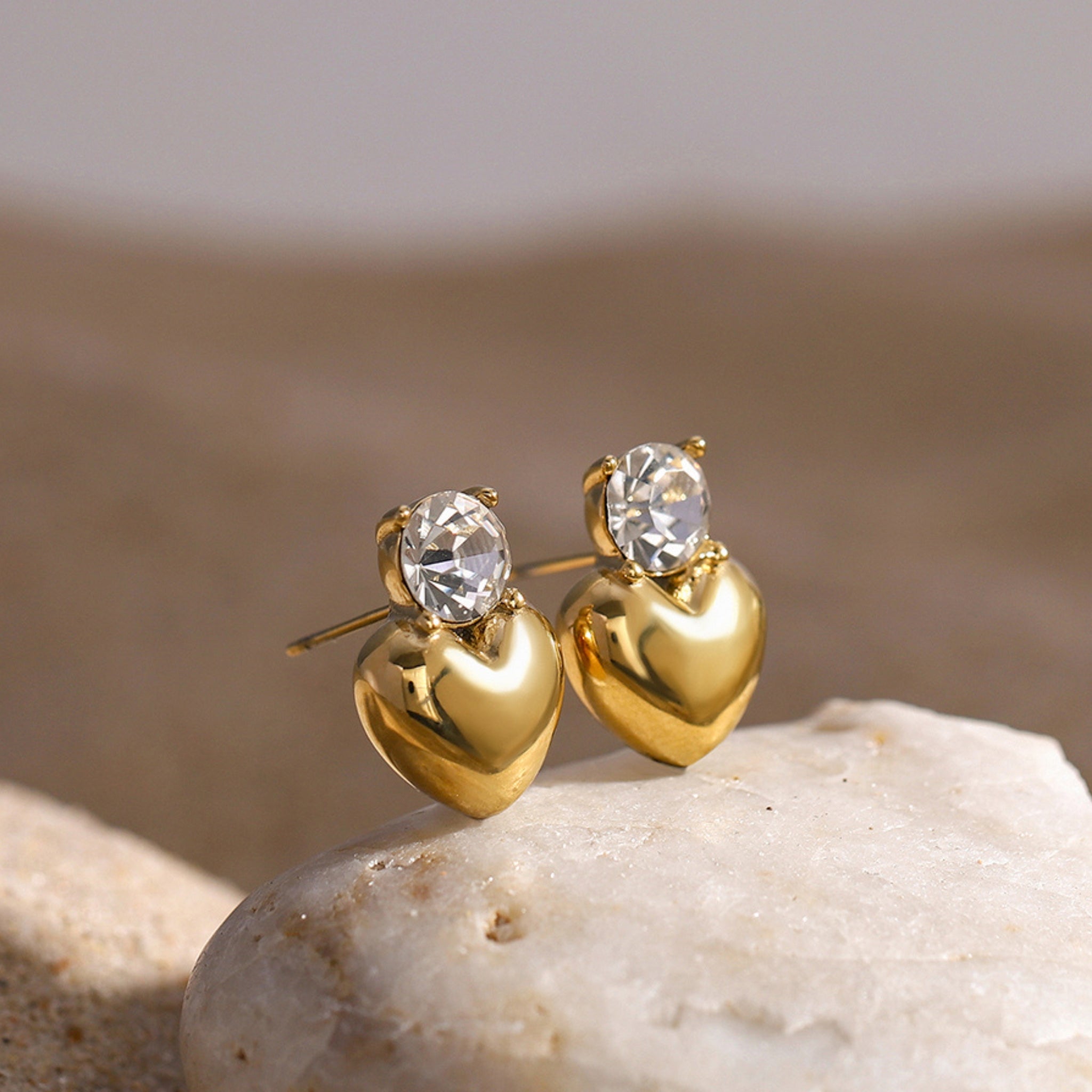 18K Gold Plated Stainless Steel Hypoallergenic Waterproof Tarnish Free Waterproof Sweatproof No-Fade Seraphina Stud Earrings The Aura