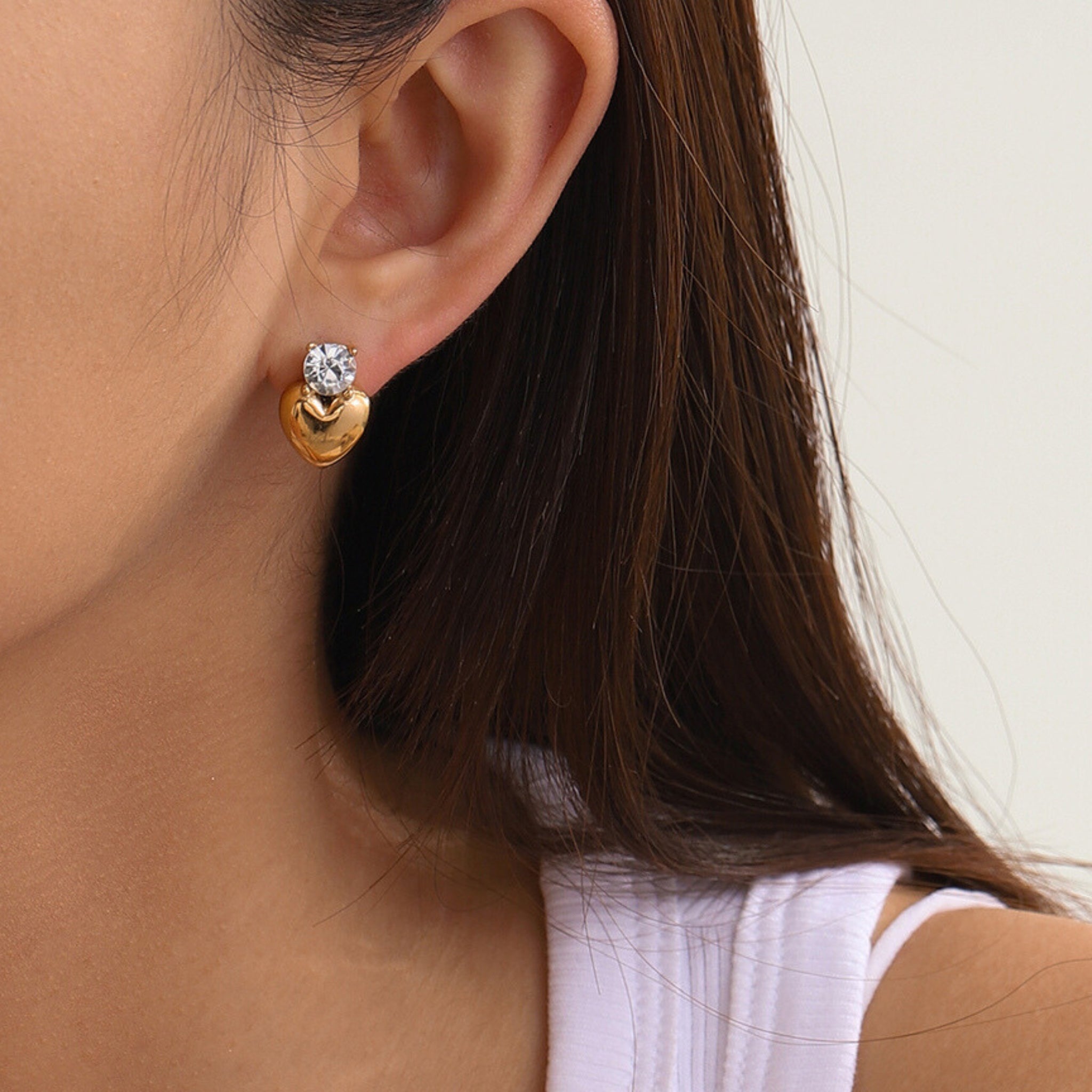 18K Gold Plated Stainless Steel Hypoallergenic Waterproof Tarnish Free Waterproof Sweatproof No-Fade Seraphina Stud Earrings The Aura