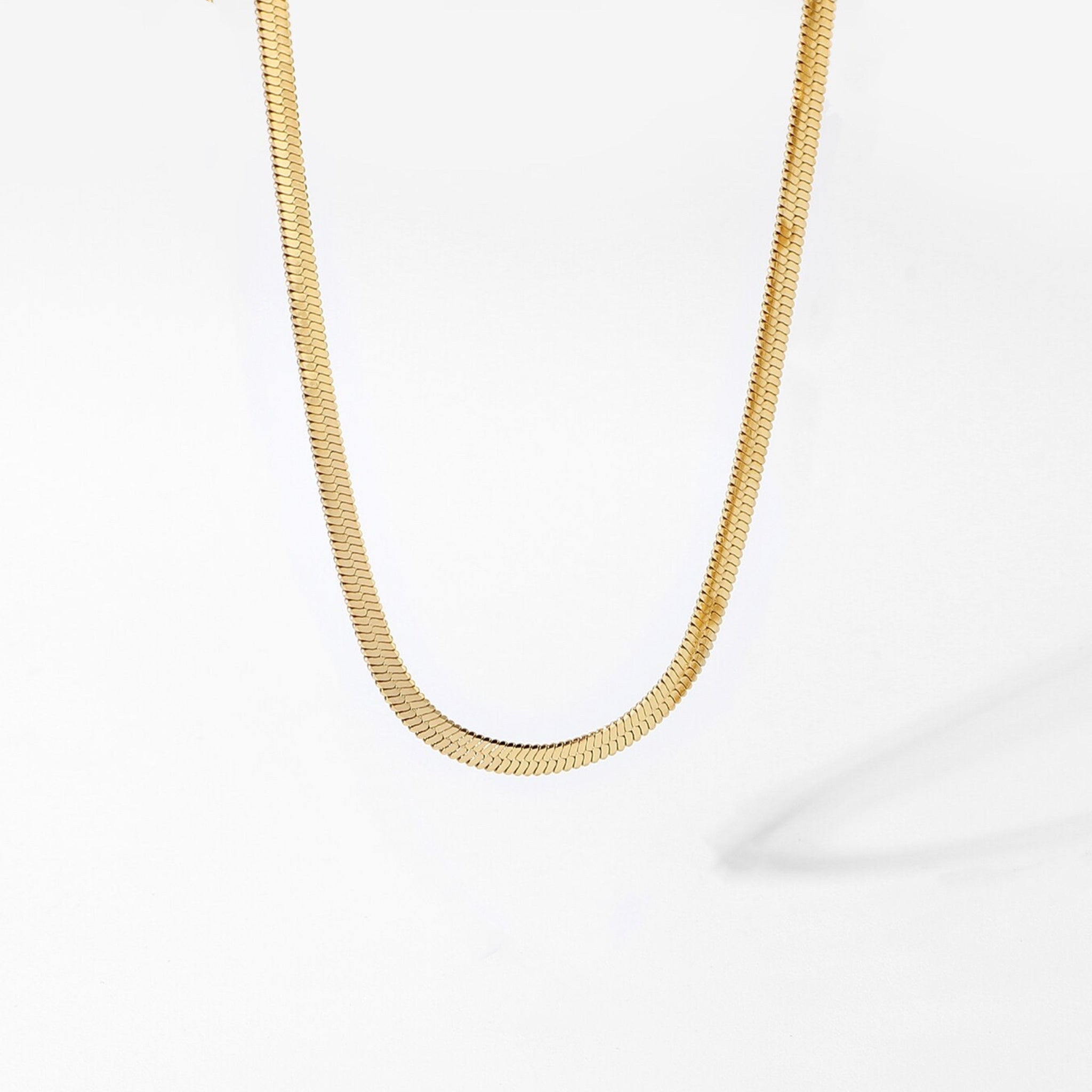 18K Gold Plated Stainless Steel Hypoallergenic Waterproof Tarnish Free Snake Chain Necklaces The Aura