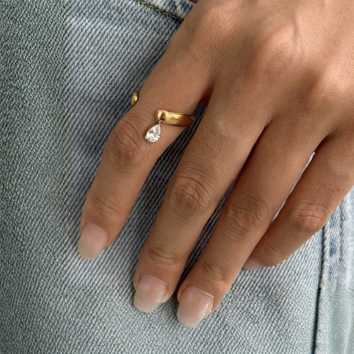 Solace Teardrop Adjustable Ring