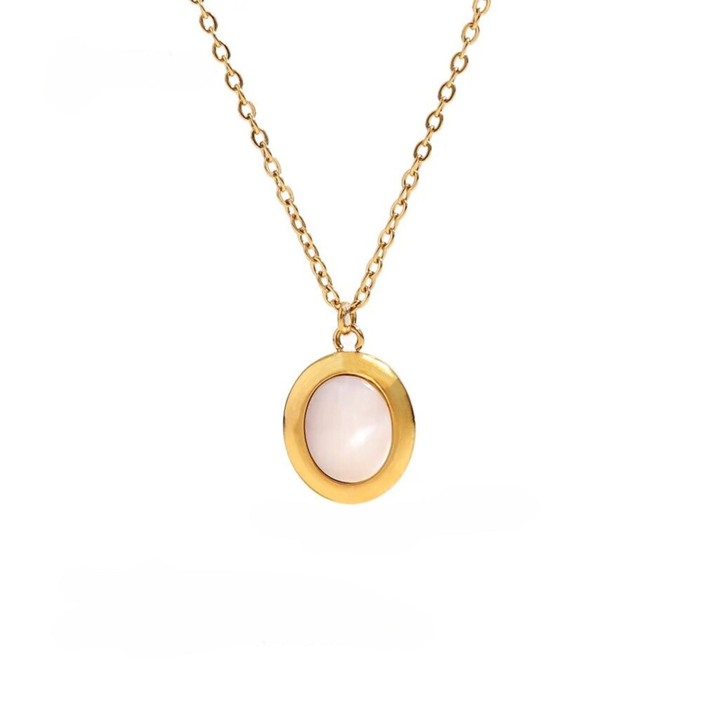 Gold Plated Stainless Steel Hypoallergenic Waterproof Tarnish Free Solo Blanc Necklaces The Aura