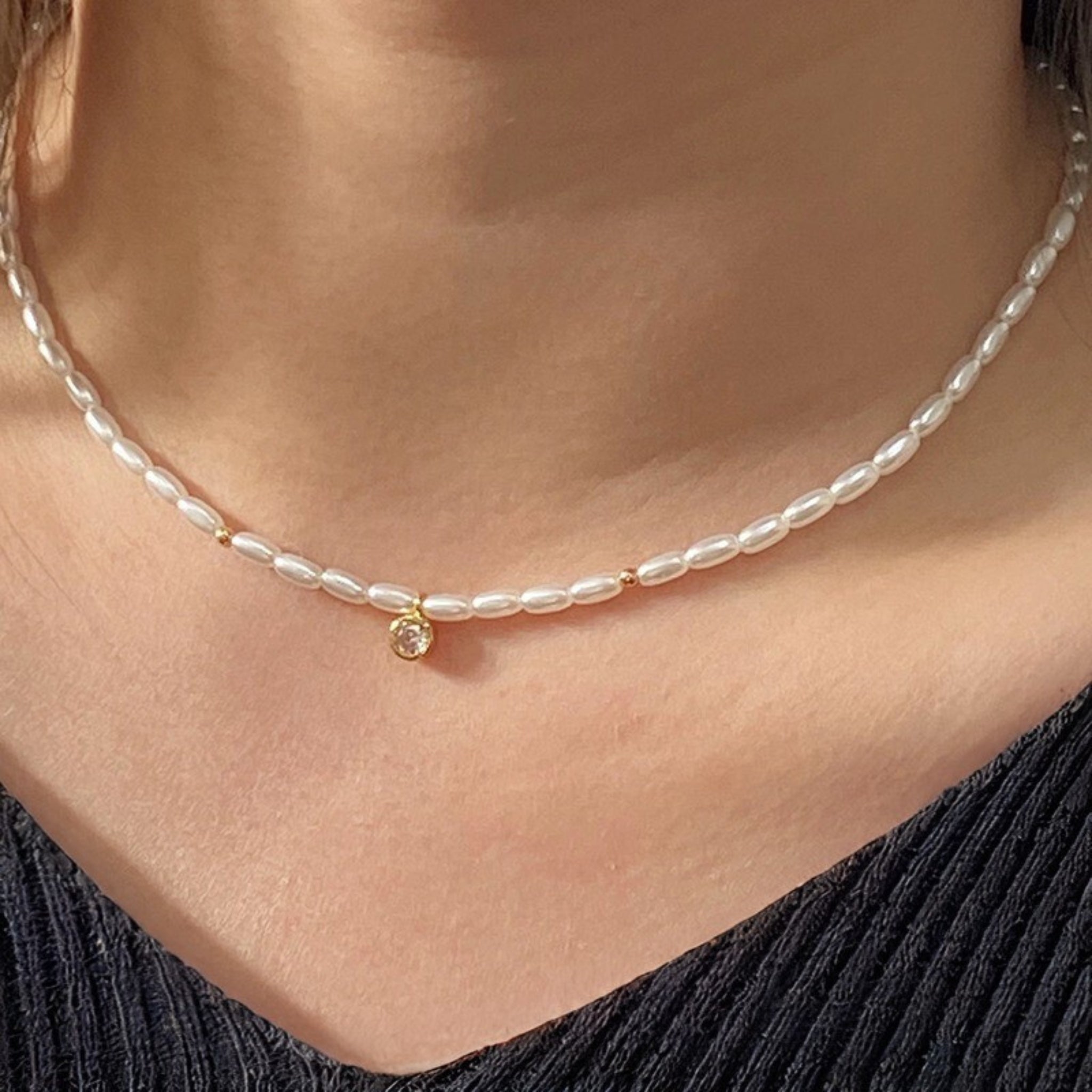 Solo Round Pearl Chain Necklace