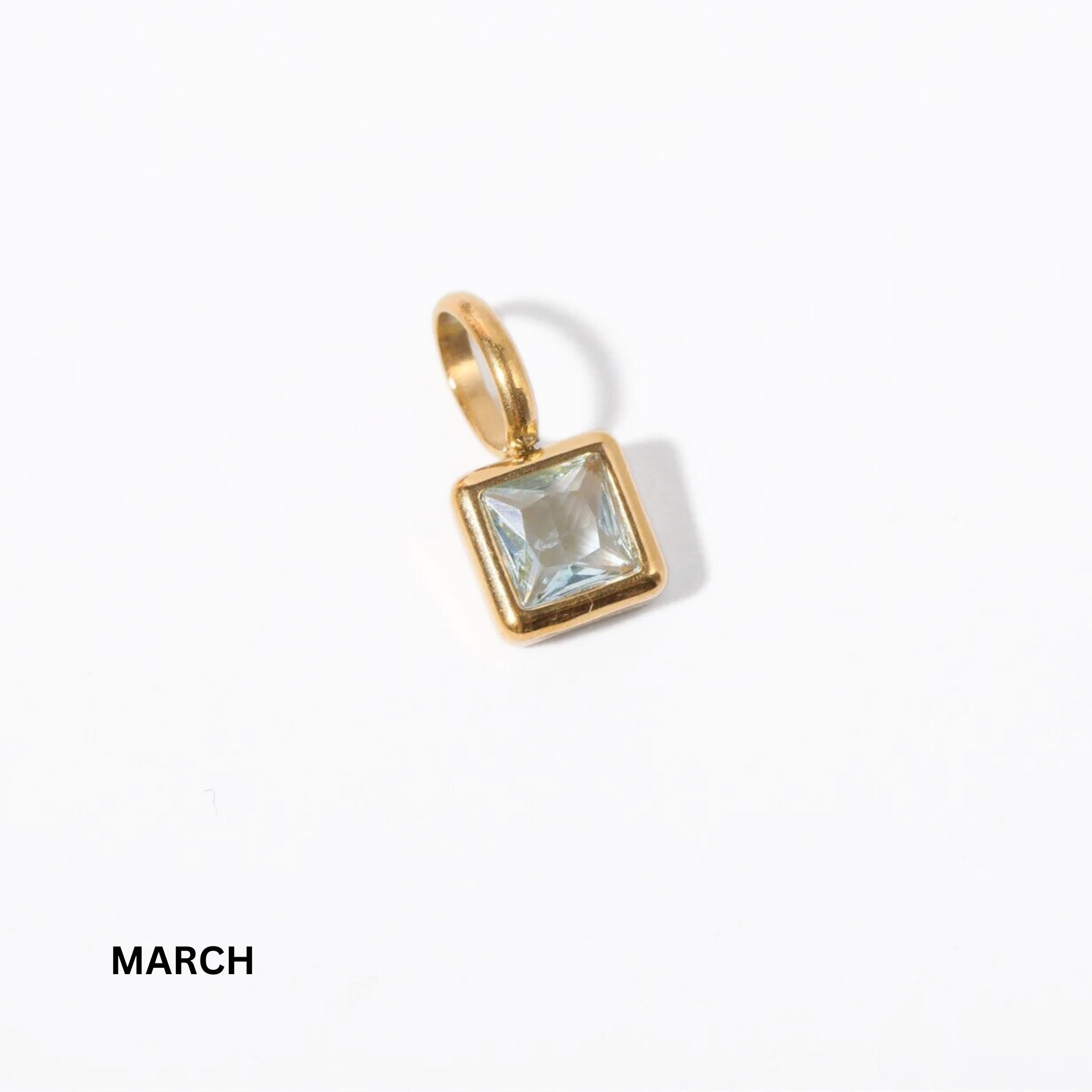 18K Gold Plated Stainless Steel Hypoallergenic Waterproof Tarnish Free Waterproof Sweatproof No-Fade Solo Square Birthstone Necklace The Aura