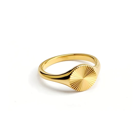 18K Gold Plated Stainless Steel Hypoallergenic Waterproof Tarnish Free Waterproof Sweatproof No-Fade Sunday Ring The Aura